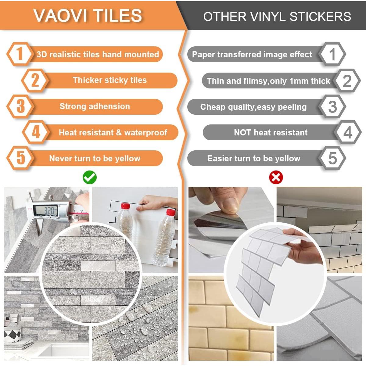 Azulejos Autoadhesivos VAOVI para Salpicadero de Cocina 5pcs