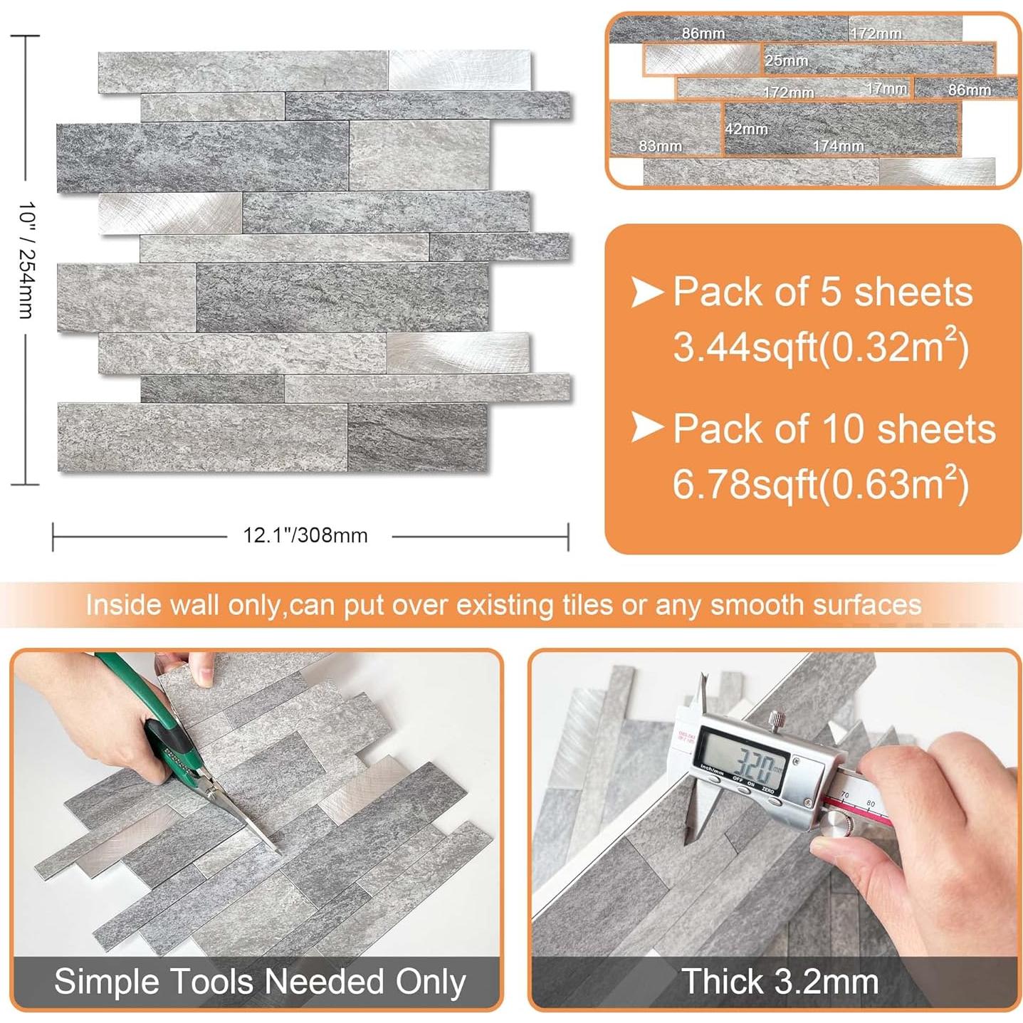 Azulejos Autoadhesivos VAOVI para Salpicadero de Cocina 5pcs