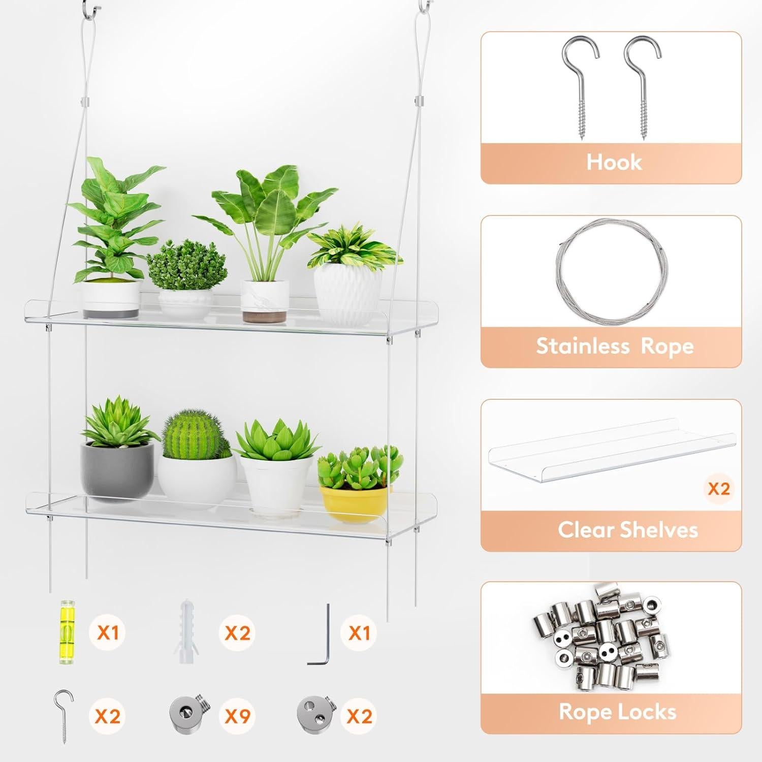 Estante Flotante de Planta 2 Niveles Lifewit 38 cm Acrílico