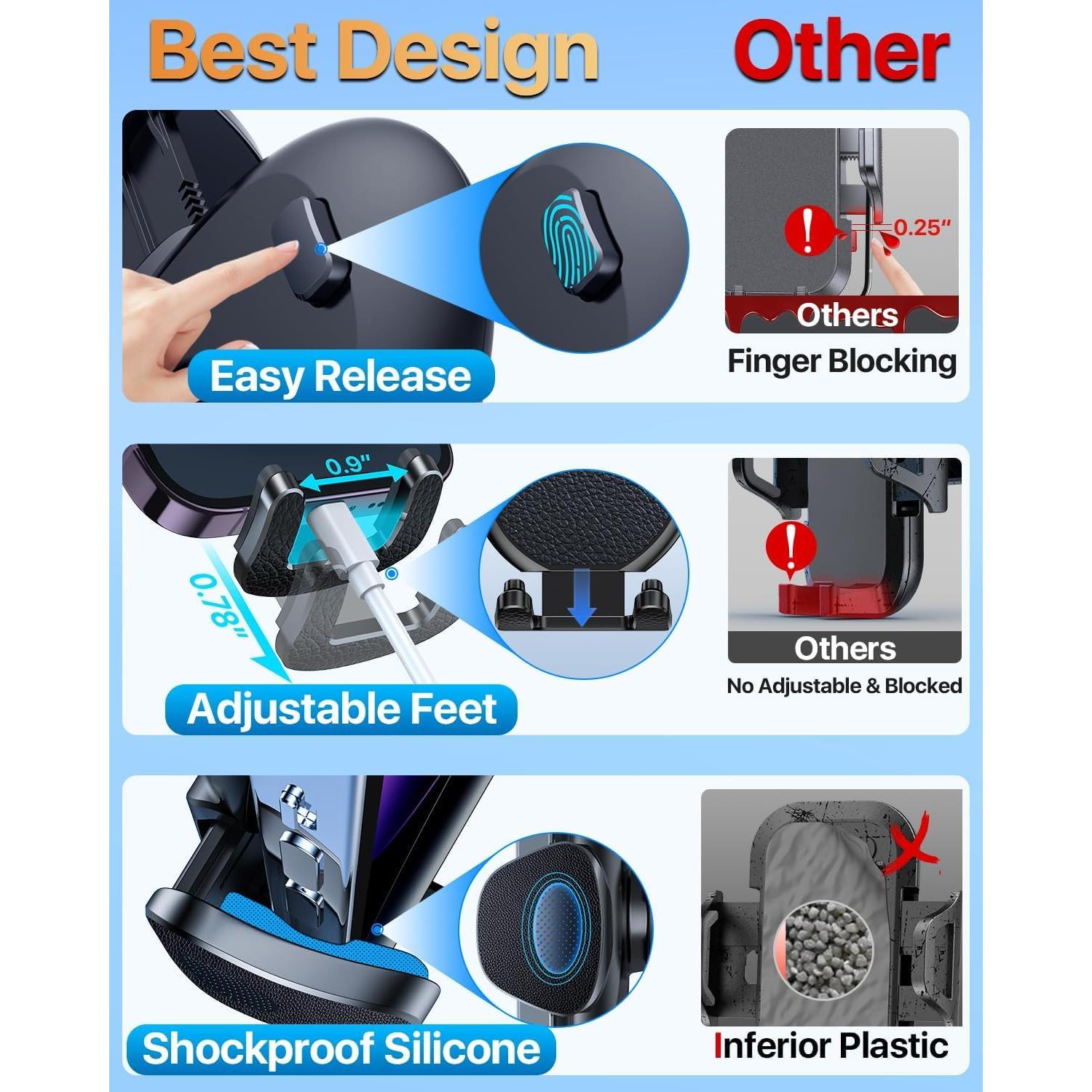 Soporte para Teléfono de Auto HTU Ajustable 360° Negro