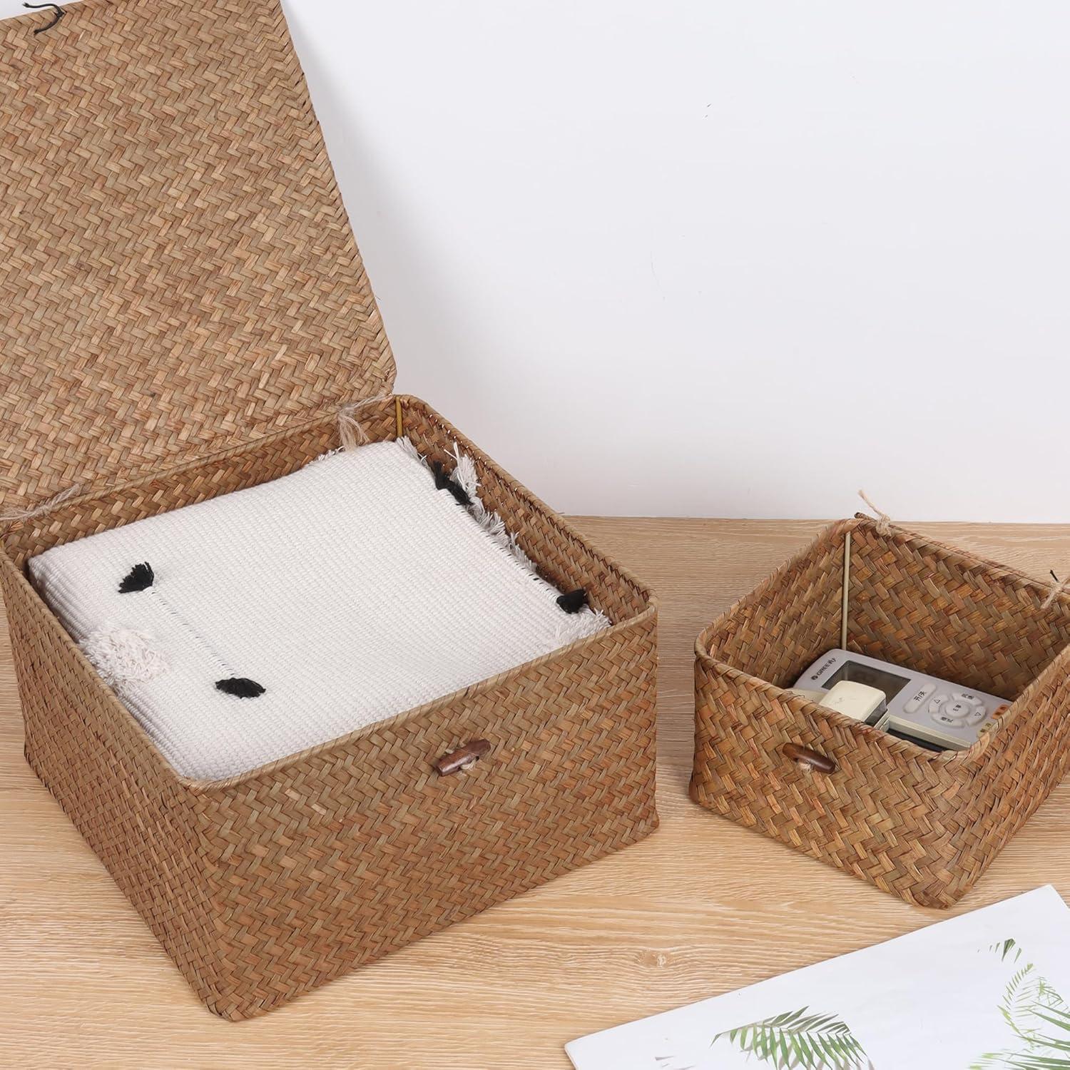 Cesta de Almacenamiento Moosky de Mimbre Cuadrada Muy Pequeña