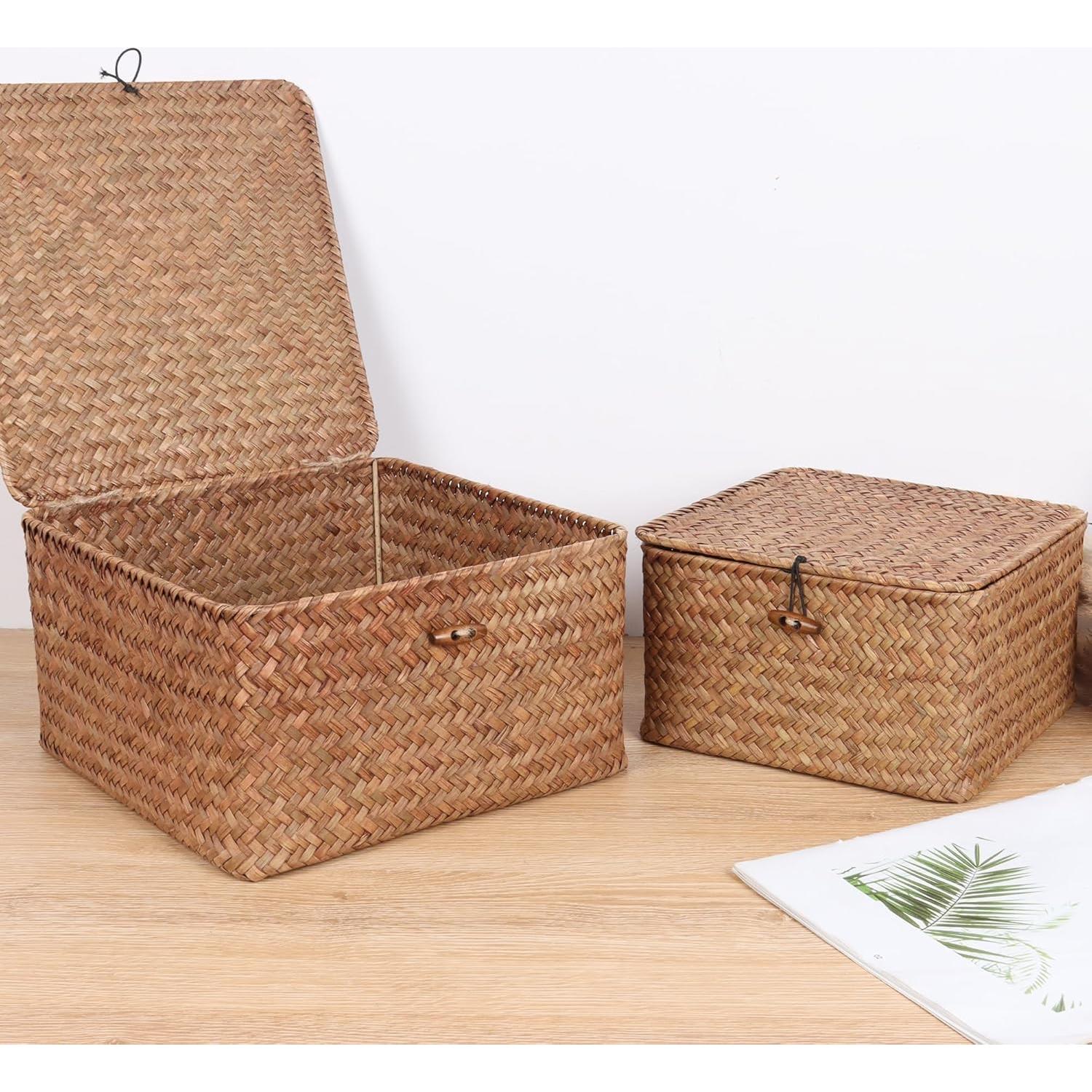 Cesta de Almacenamiento Moosky de Mimbre Cuadrada Muy Pequeña