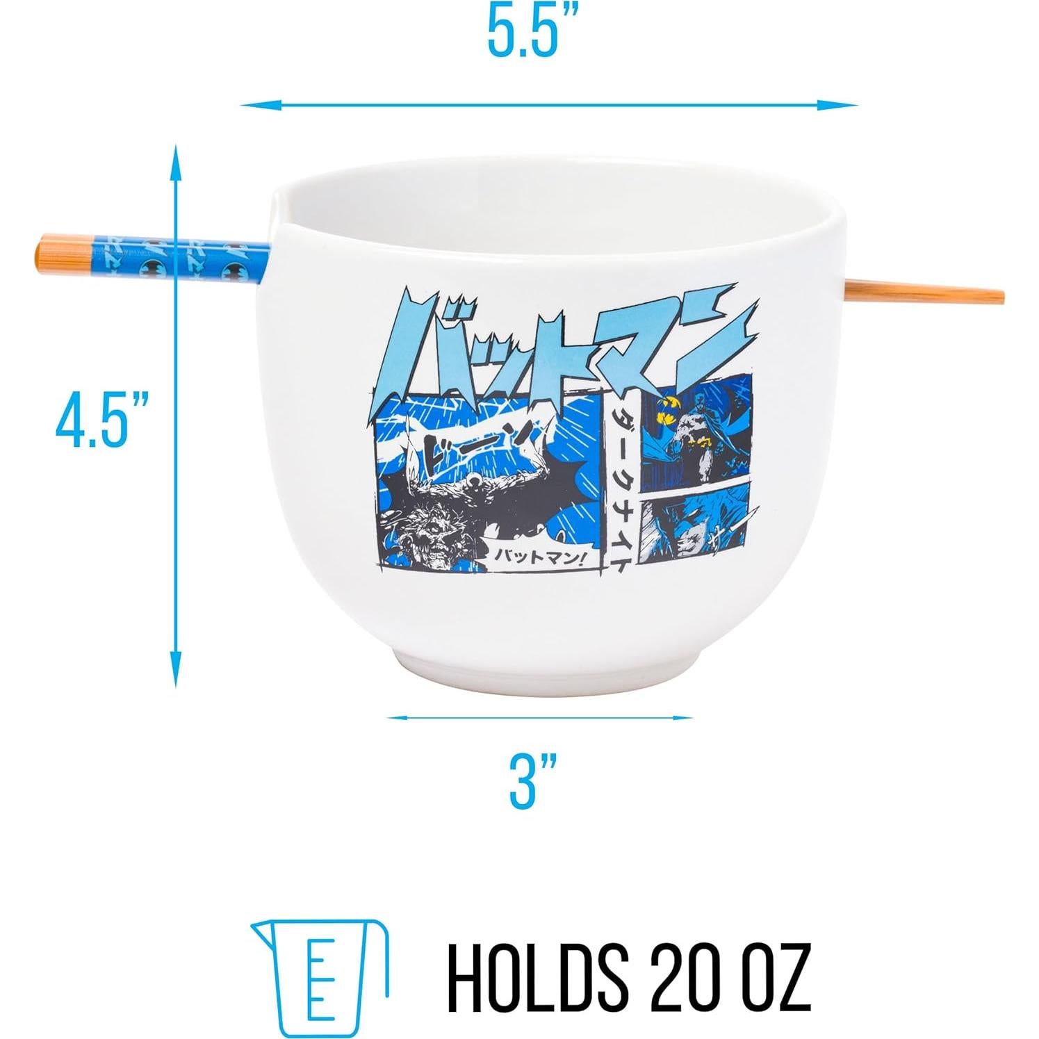 Tazón Cerámica Ramen Batman Silver Buffalo 590ml Palillos