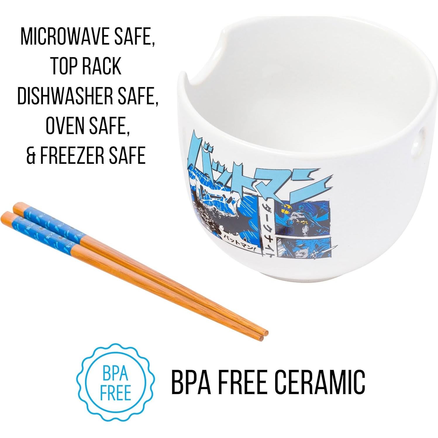 Tazón Cerámica Ramen Batman Silver Buffalo 590ml Palillos