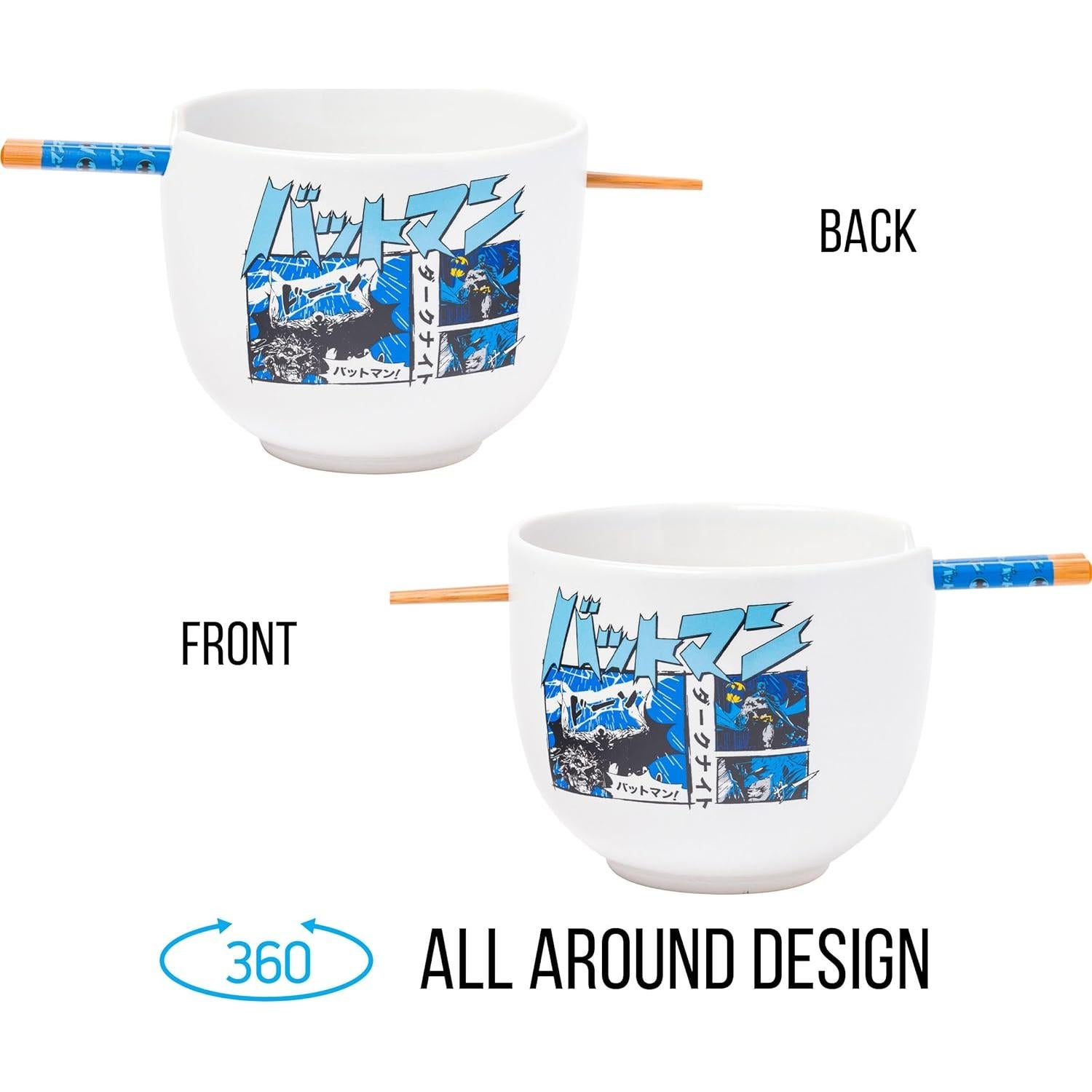 Tazón Cerámica Ramen Batman Silver Buffalo 590ml Palillos
