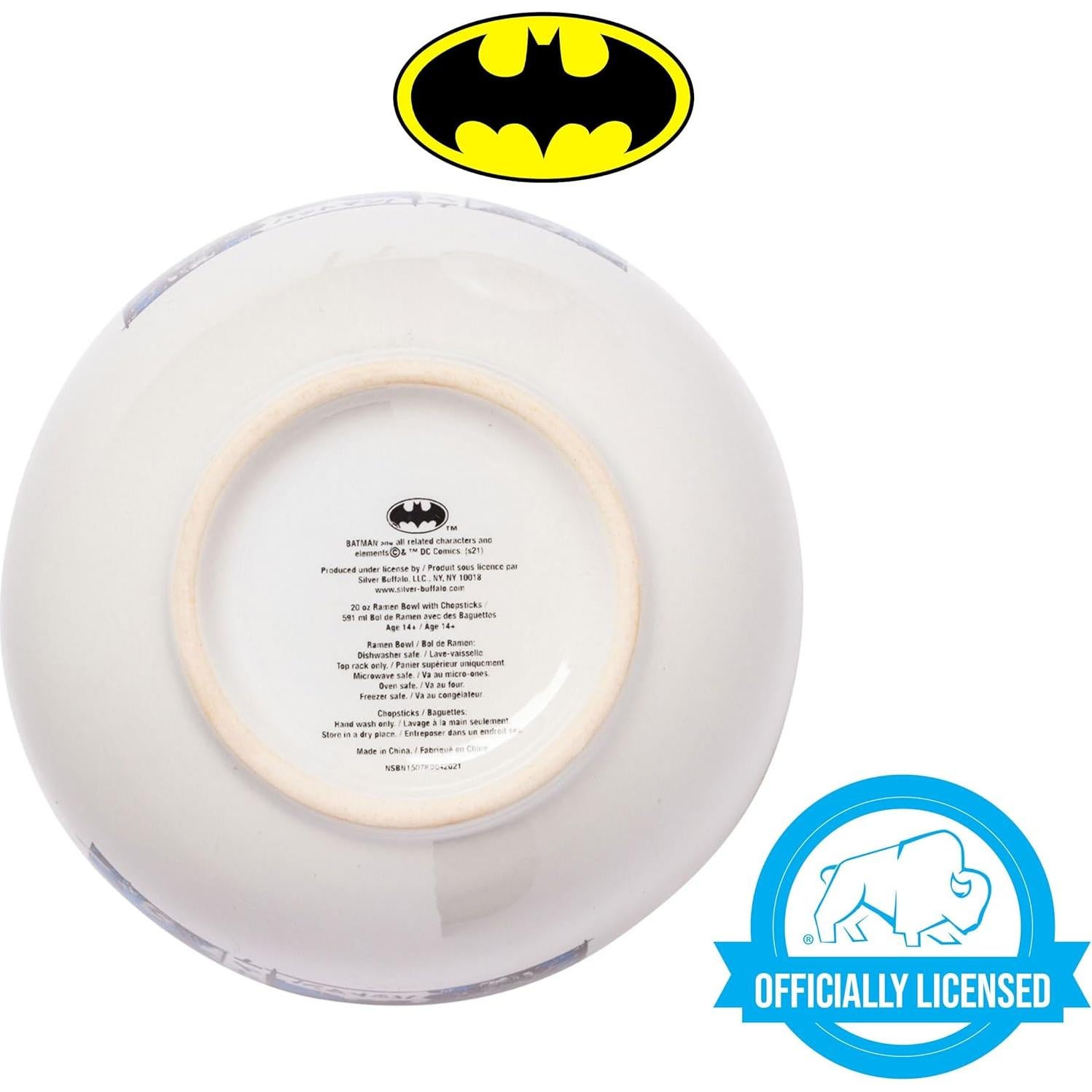 Tazón Cerámica Ramen Batman Silver Buffalo 590ml Palillos