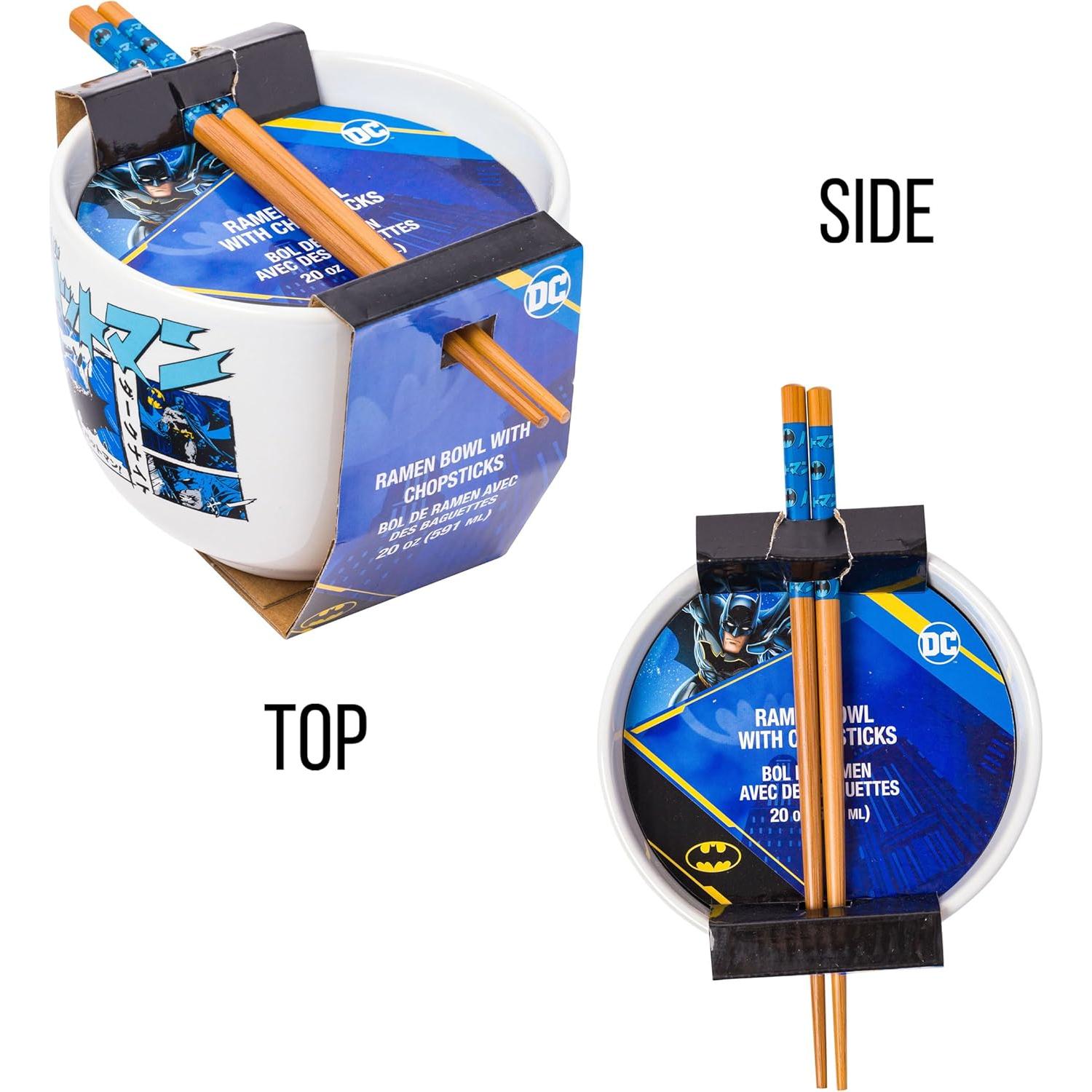 Tazón Cerámica Ramen Batman Silver Buffalo 590ml Palillos