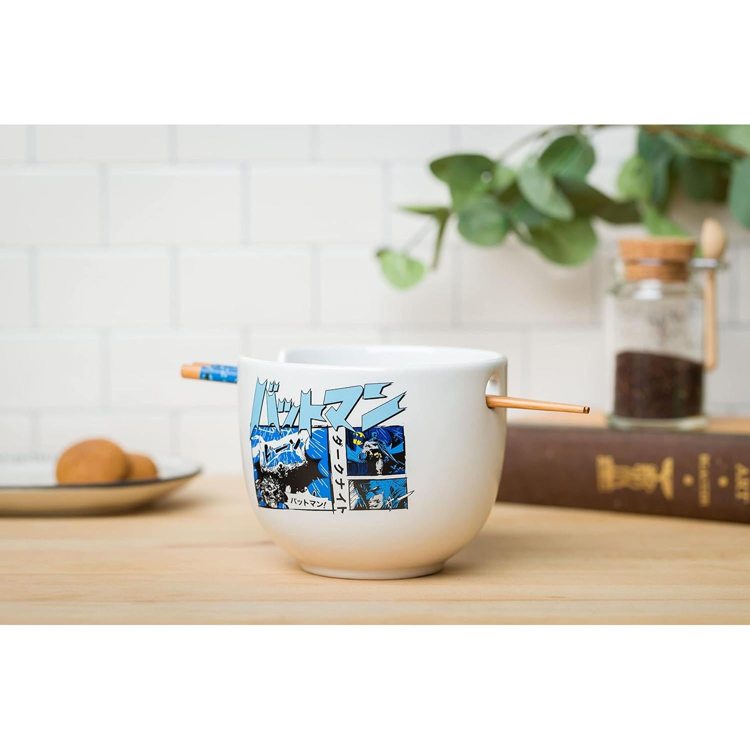 Tazón Cerámica Ramen Batman Silver Buffalo 590ml Palillos