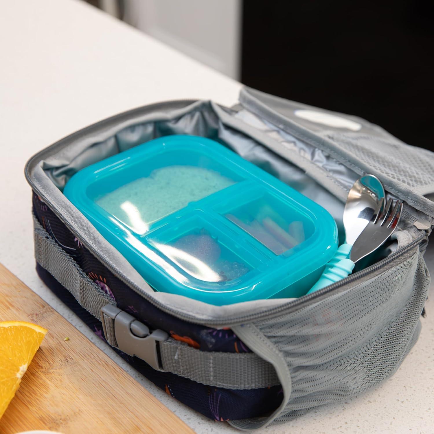 Caja Bento Bumkins Azul 3 Compartimentos Silicona Apta Microondas