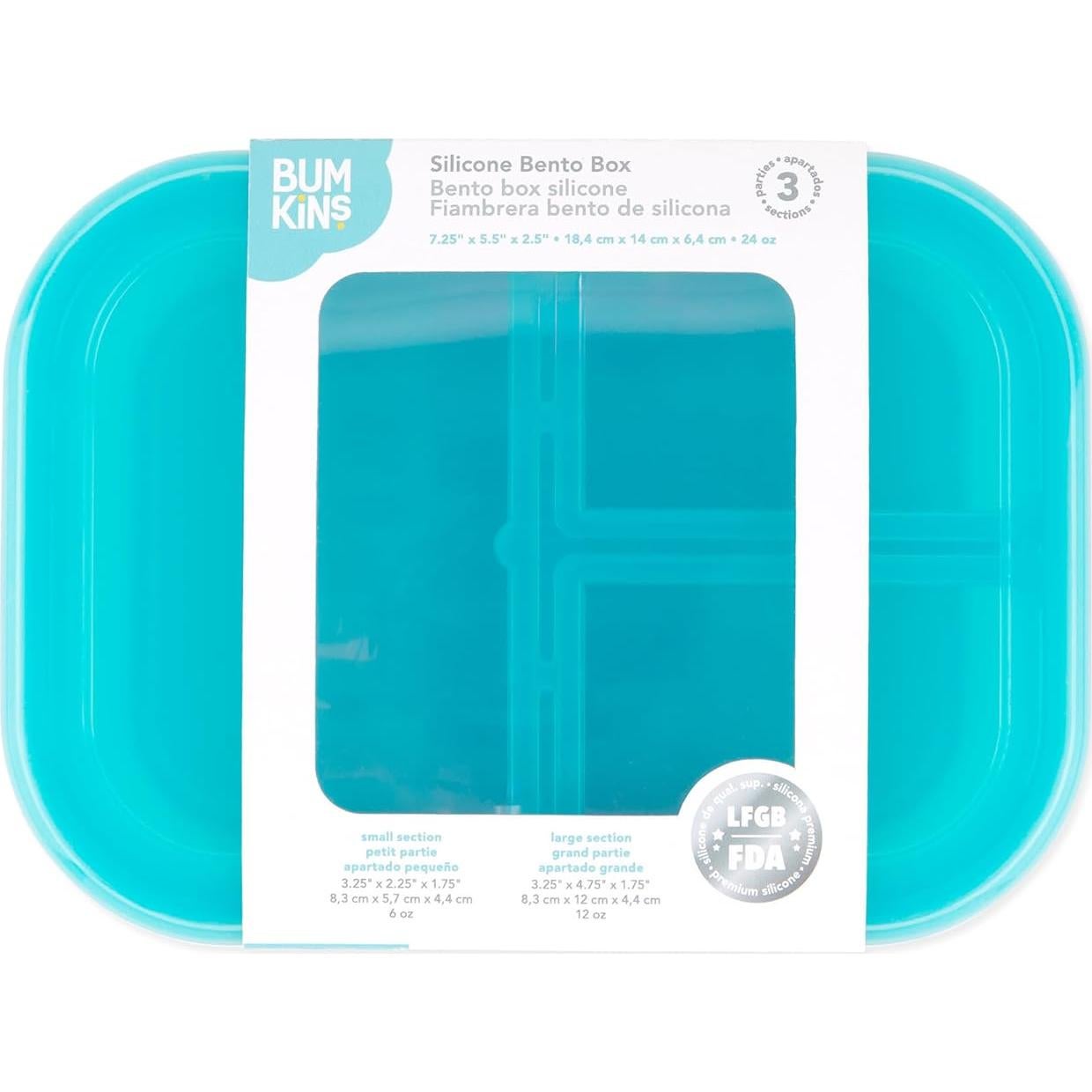 Caja Bento Bumkins Azul 3 Compartimentos Silicona Apta Microondas