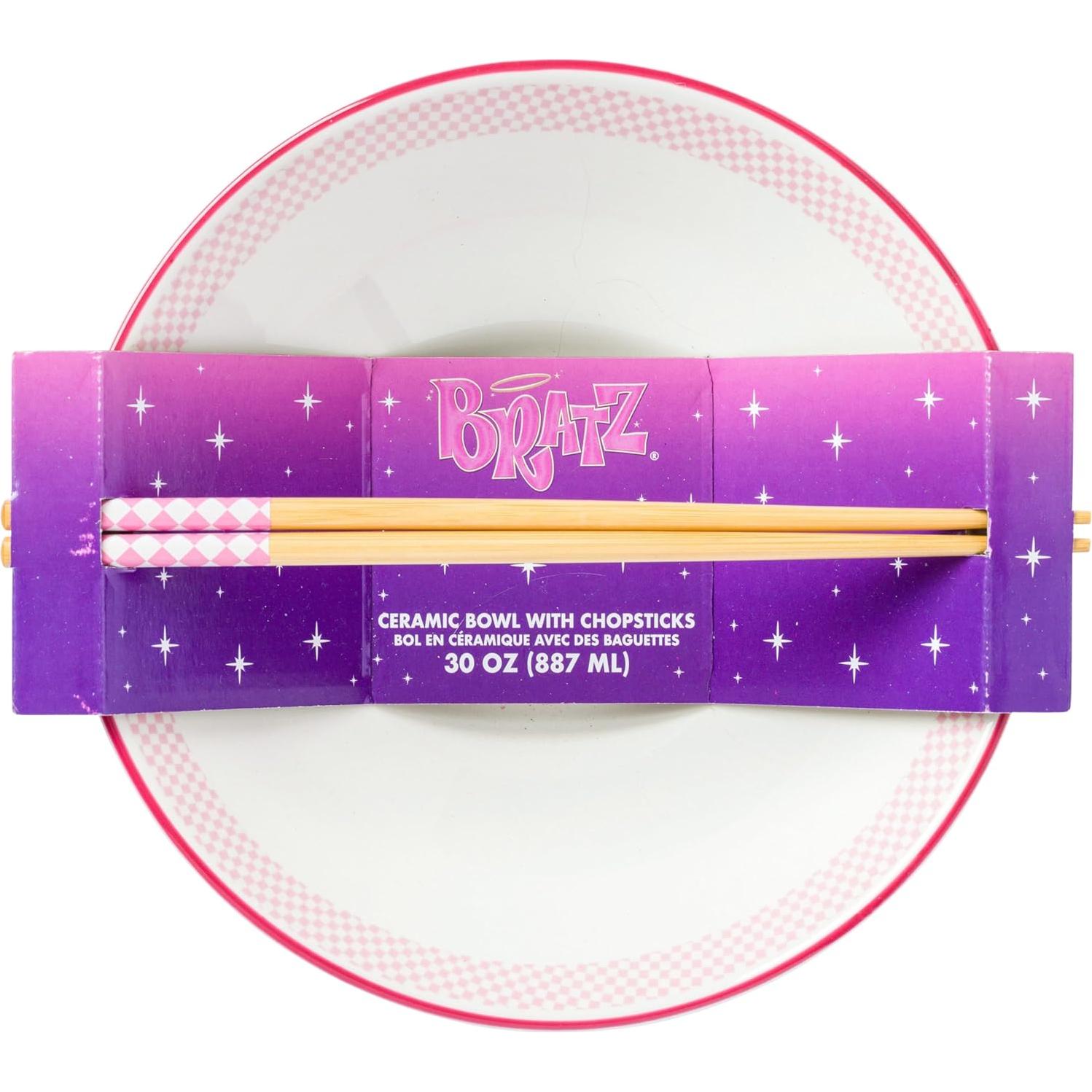 Cuenco de Cerámica Ramen Silver Buffalo Bratz 30 oz con Palillos