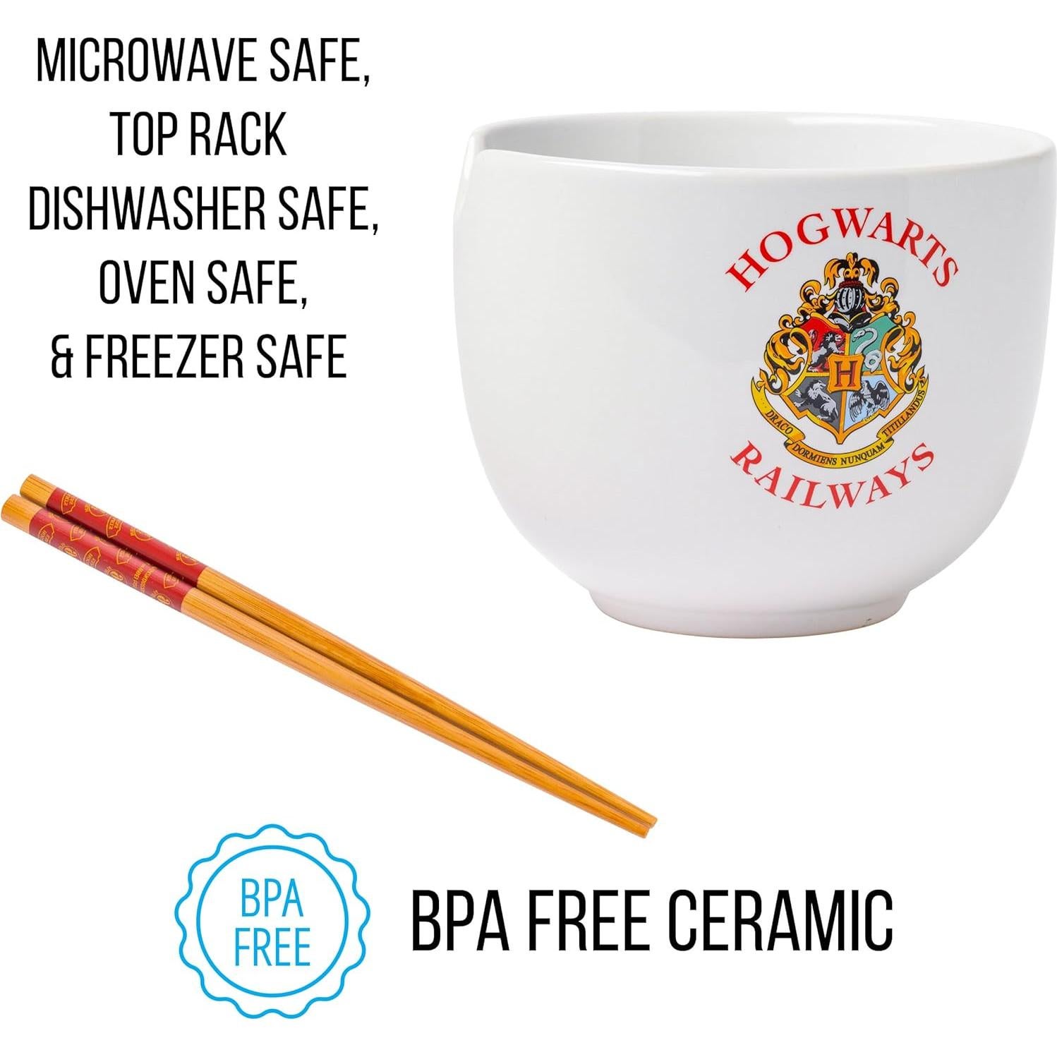 Tazón Cerámica Harry Potter Hogwarts 20 oz con Palillos