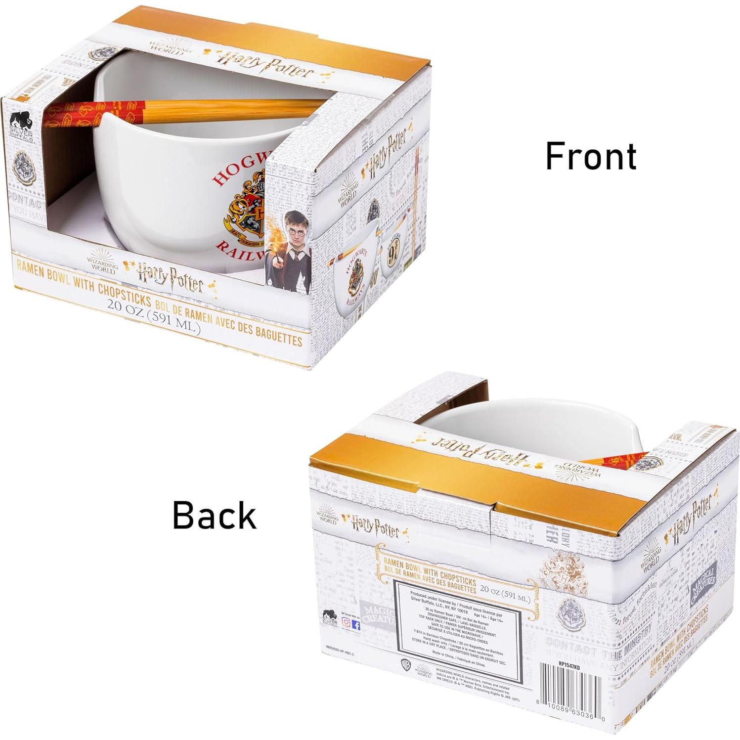 Tazón Cerámica Harry Potter Hogwarts 20 oz con Palillos