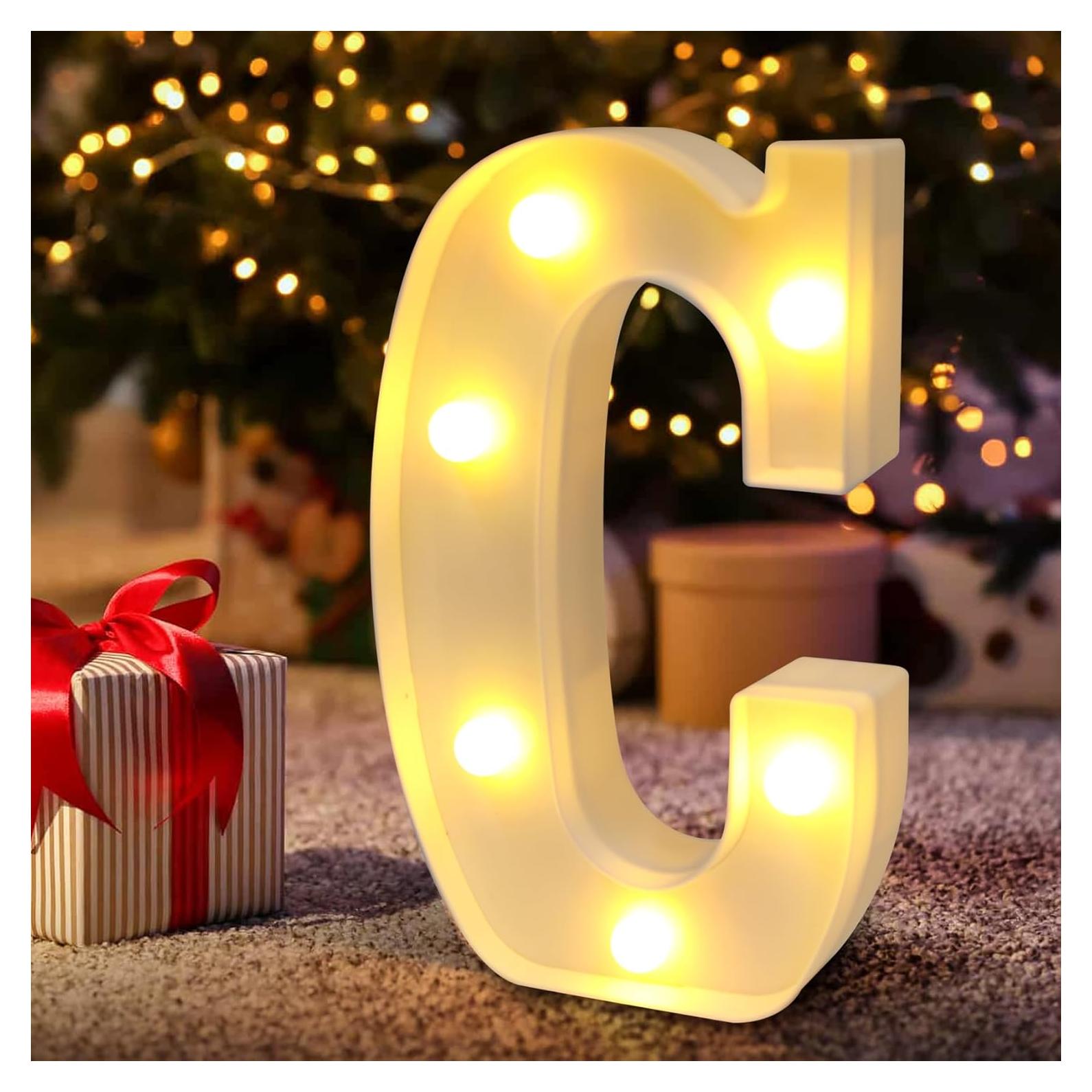 Letrero de Neón LED Letra C SHTALHST Luz Cálida 21.8 cm