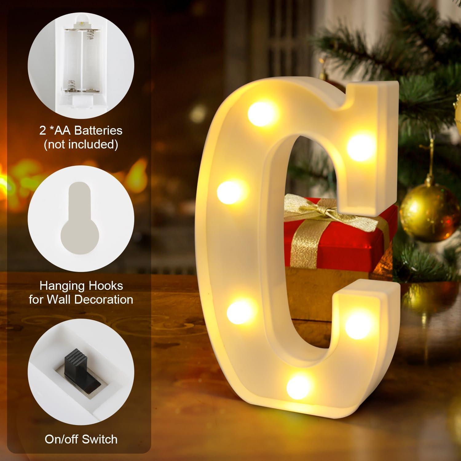 Letrero de Neón LED Letra C SHTALHST Luz Cálida 21.8 cm