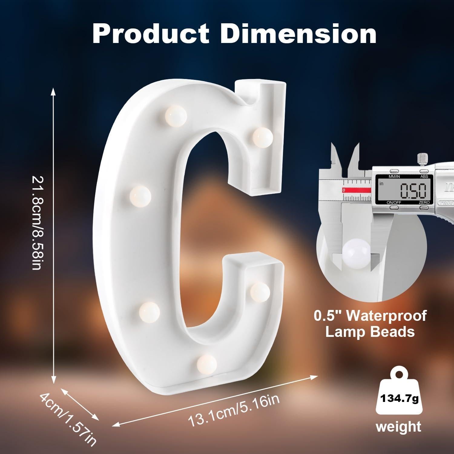 Letrero de Neón LED Letra C SHTALHST Luz Cálida 21.8 cm
