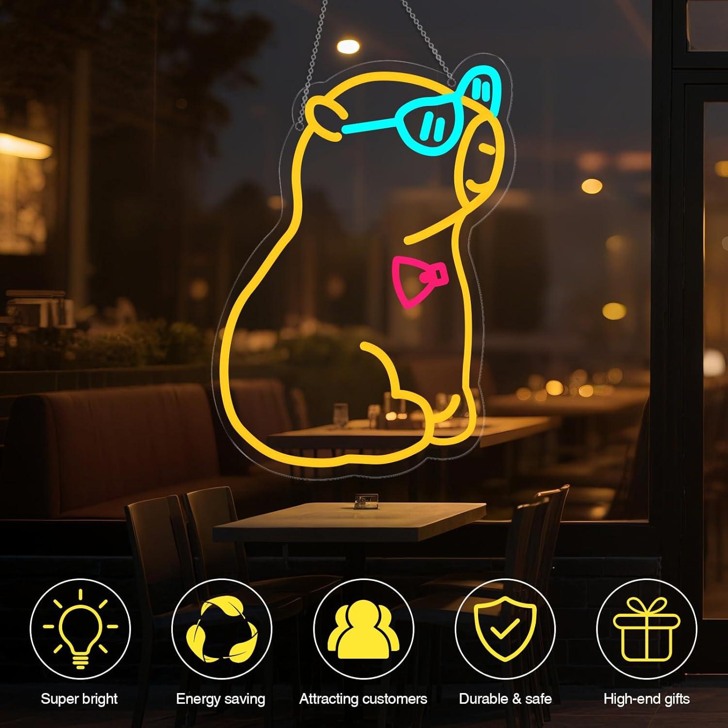 Lámpara Neon Capibara Weneonfan 37.1x27.2cm USB Decorativa