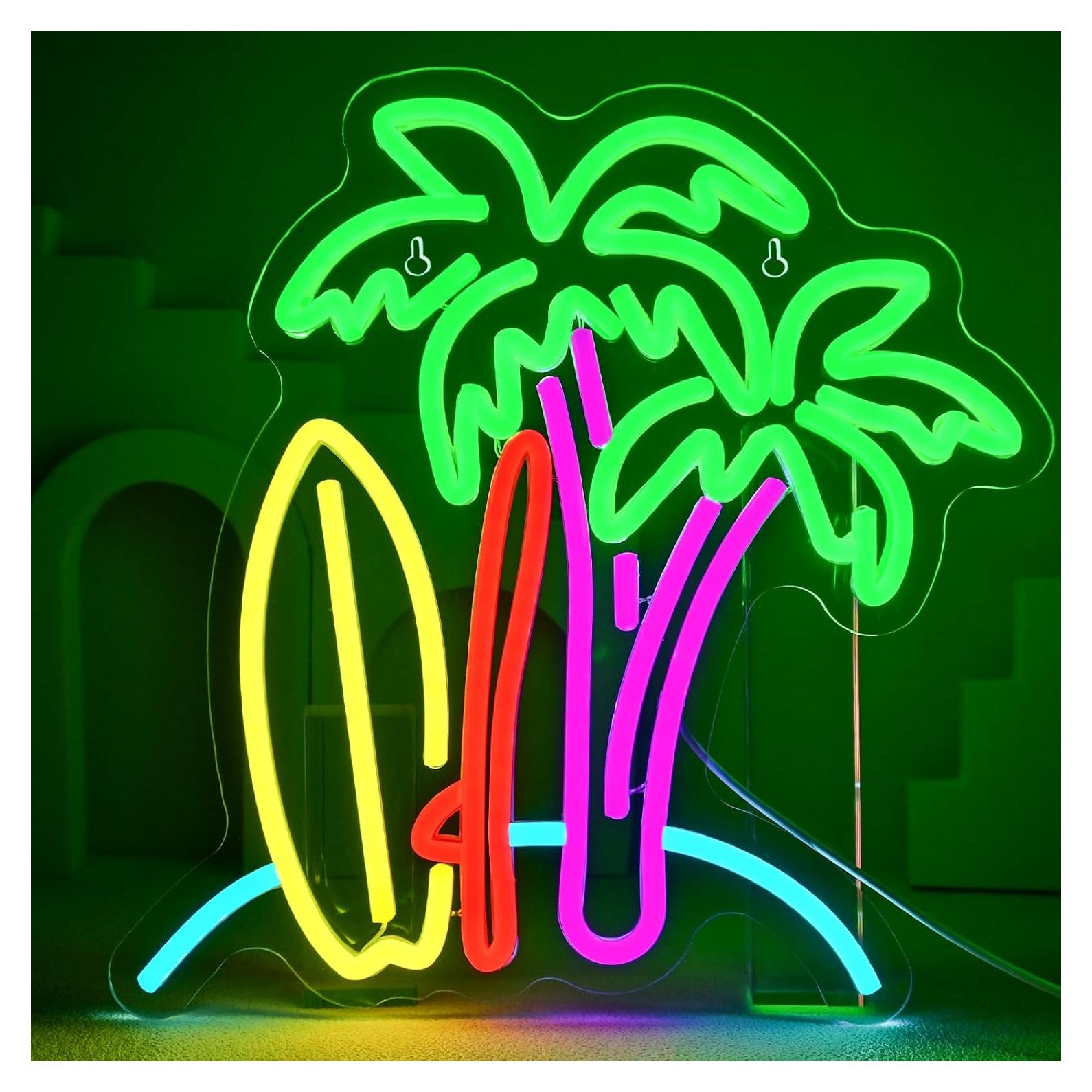 Cartel de Neón de Tabla de Surf NXYX 17.78x25.4cm Decoración