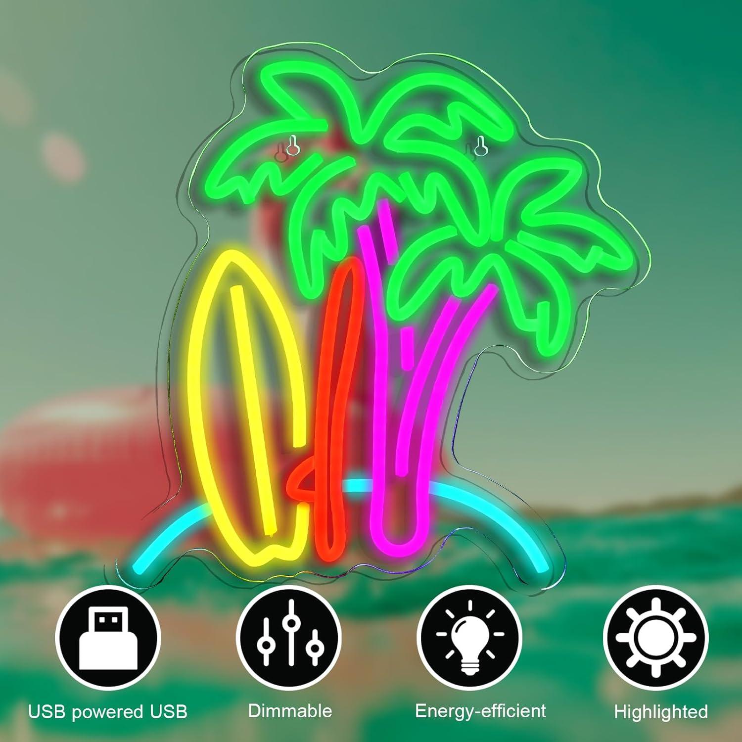 Cartel de Neón de Tabla de Surf NXYX 17.78x25.4cm Decoración