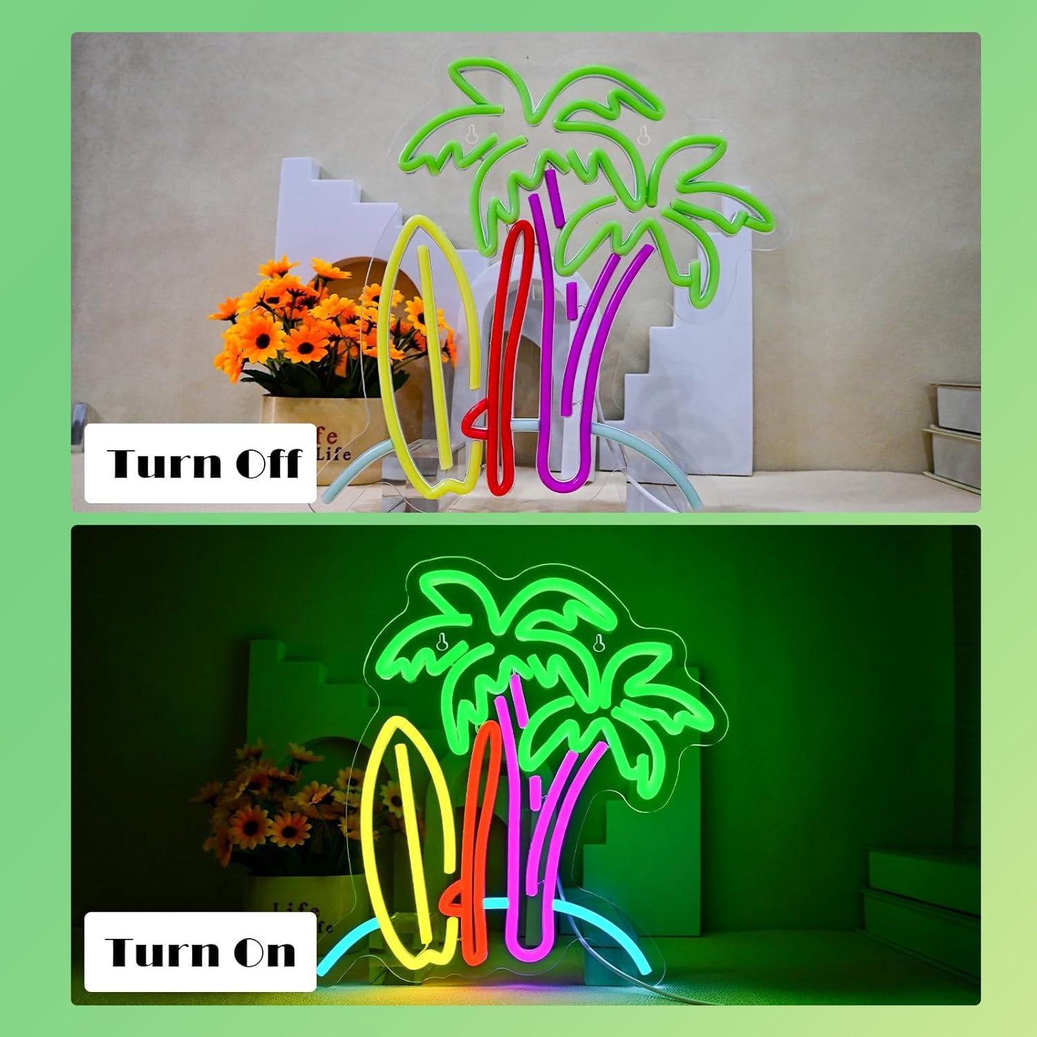 Cartel de Neón de Tabla de Surf NXYX 17.78x25.4cm Decoración