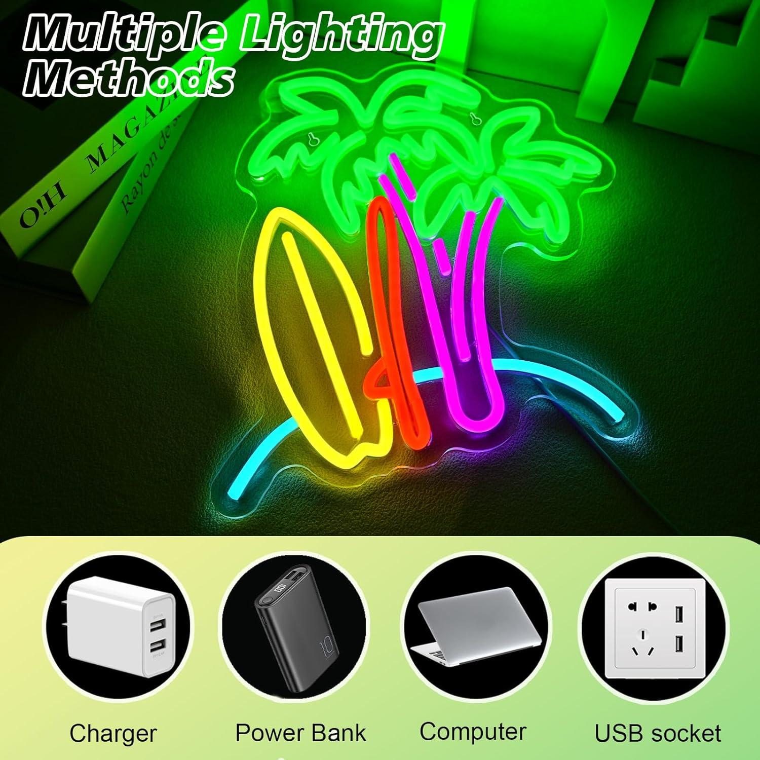 Cartel de Neón de Tabla de Surf NXYX 17.78x25.4cm Decoración