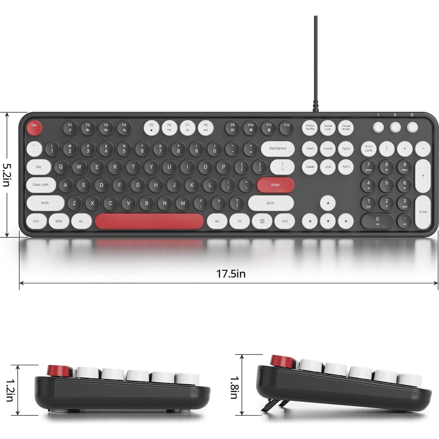 Teclado Retro Punk SbocKeeb USB Completo 105 Teclas Negro