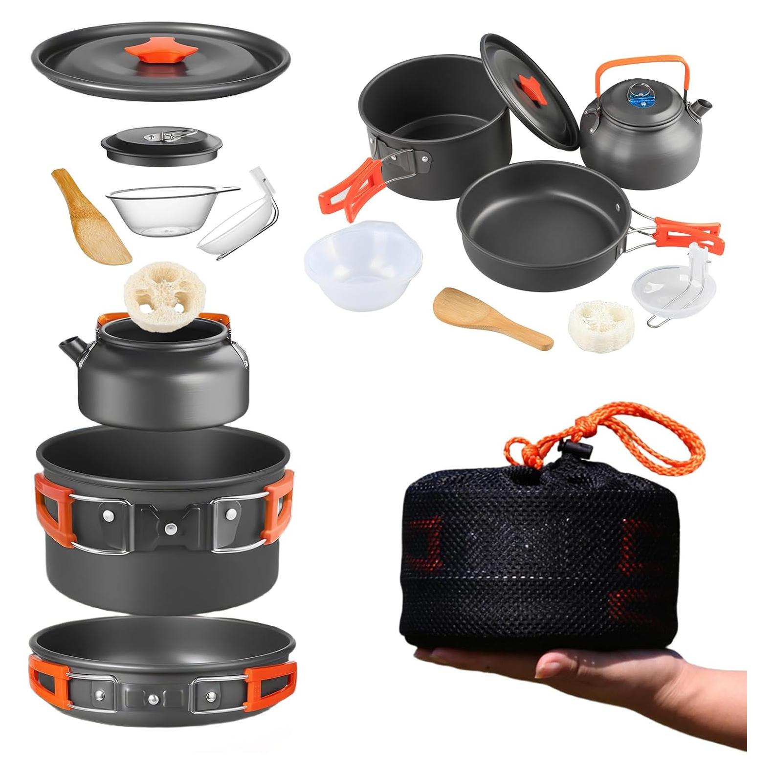 Juego de Utensilios de Camping GEEKHOM 12 Piezas Aluminio