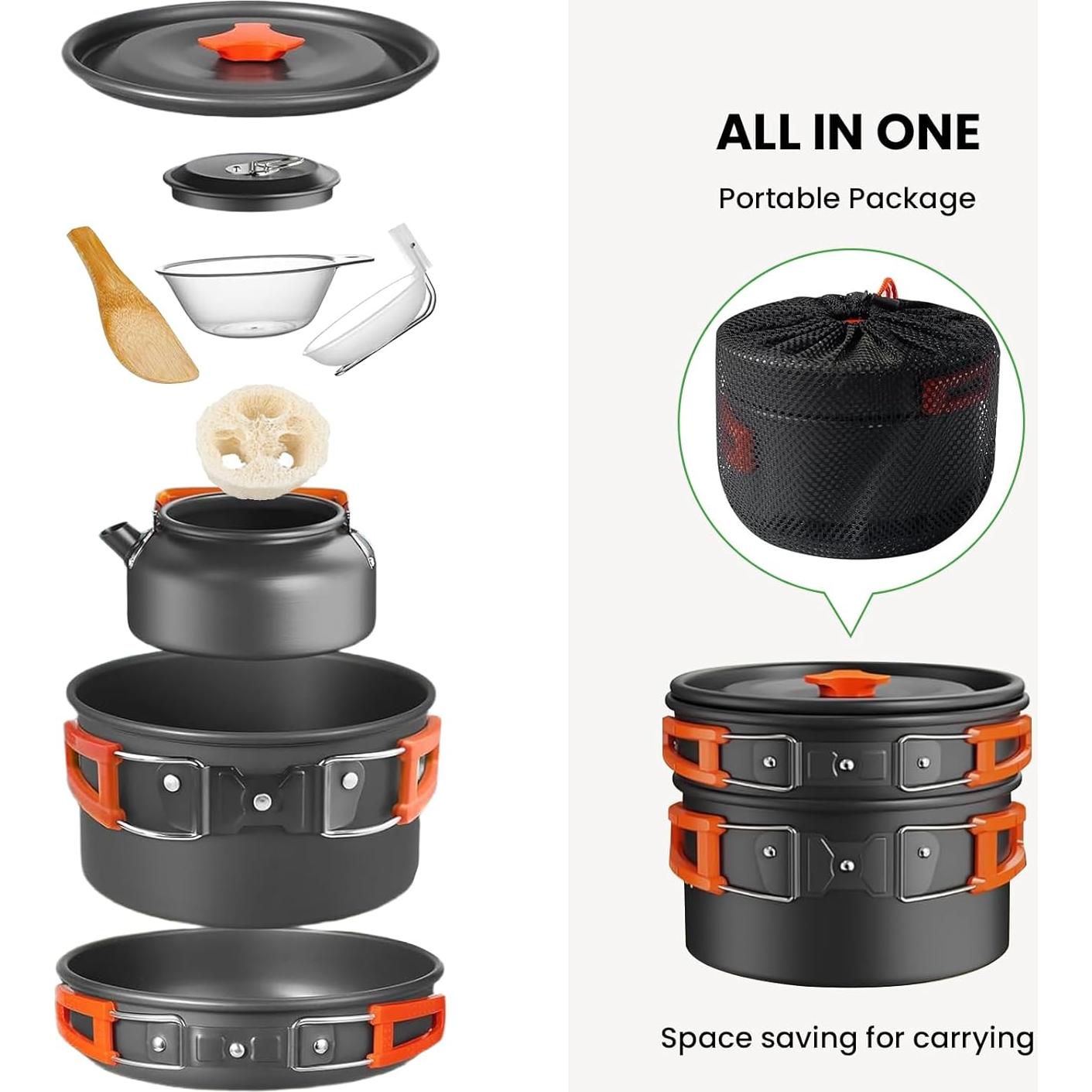 Juego de Utensilios de Camping GEEKHOM 12 Piezas Aluminio