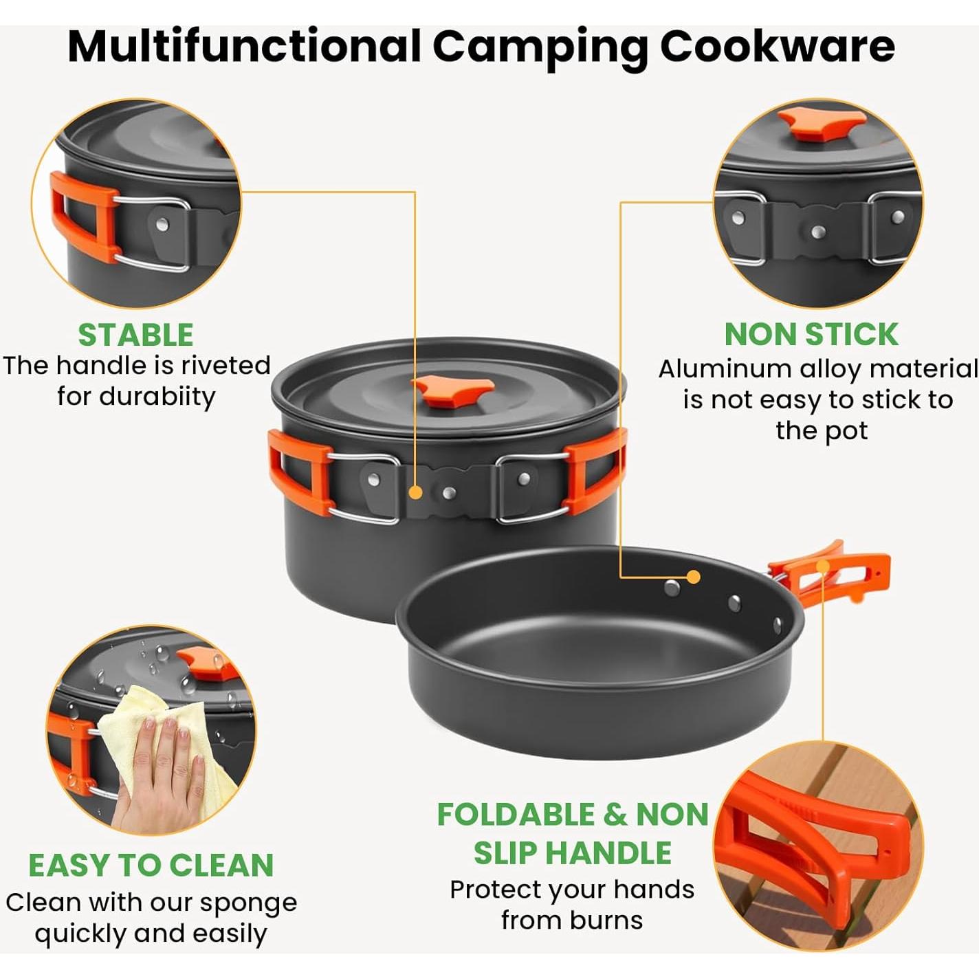 Juego de Utensilios de Camping GEEKHOM 12 Piezas Aluminio