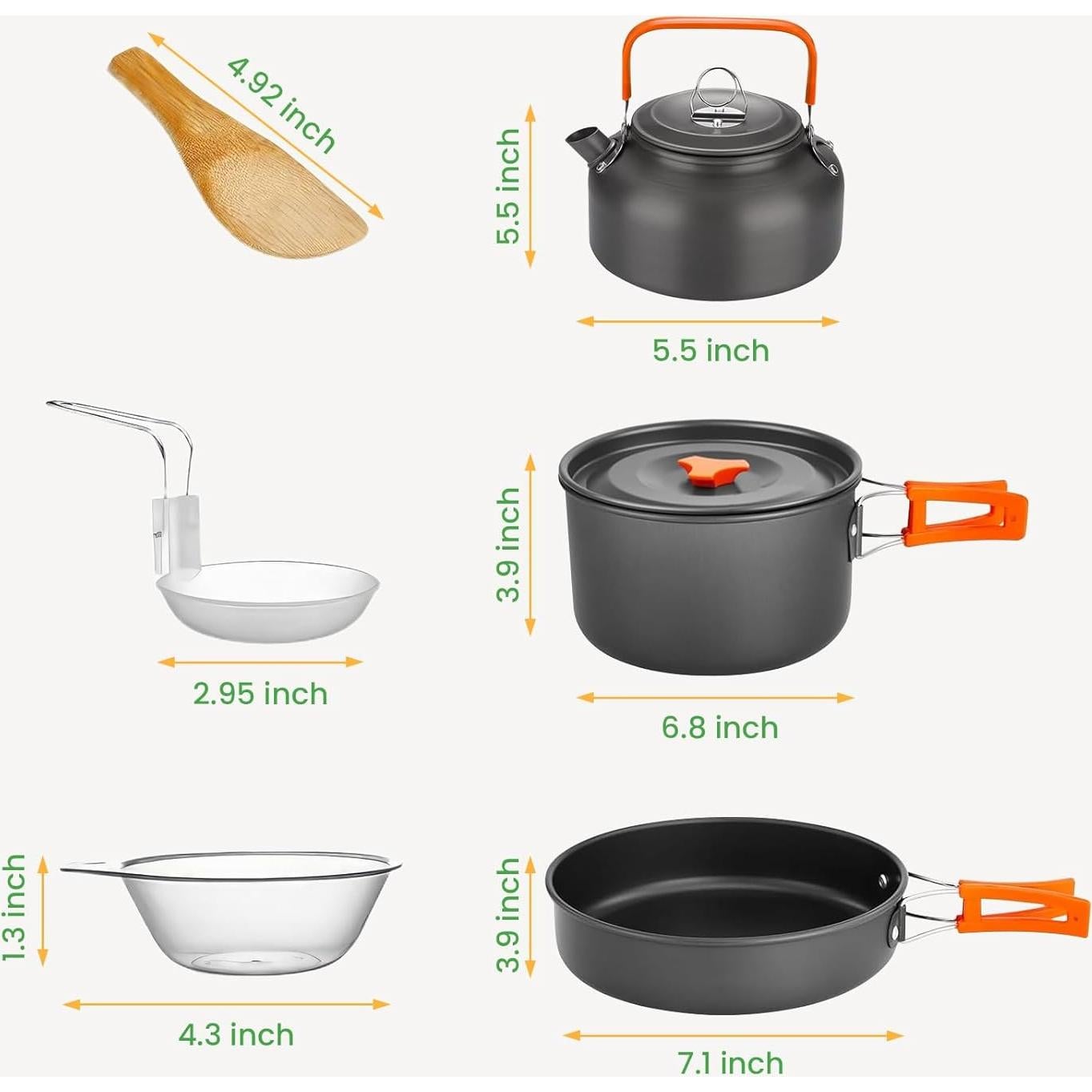 Juego de Utensilios de Camping GEEKHOM 12 Piezas Aluminio