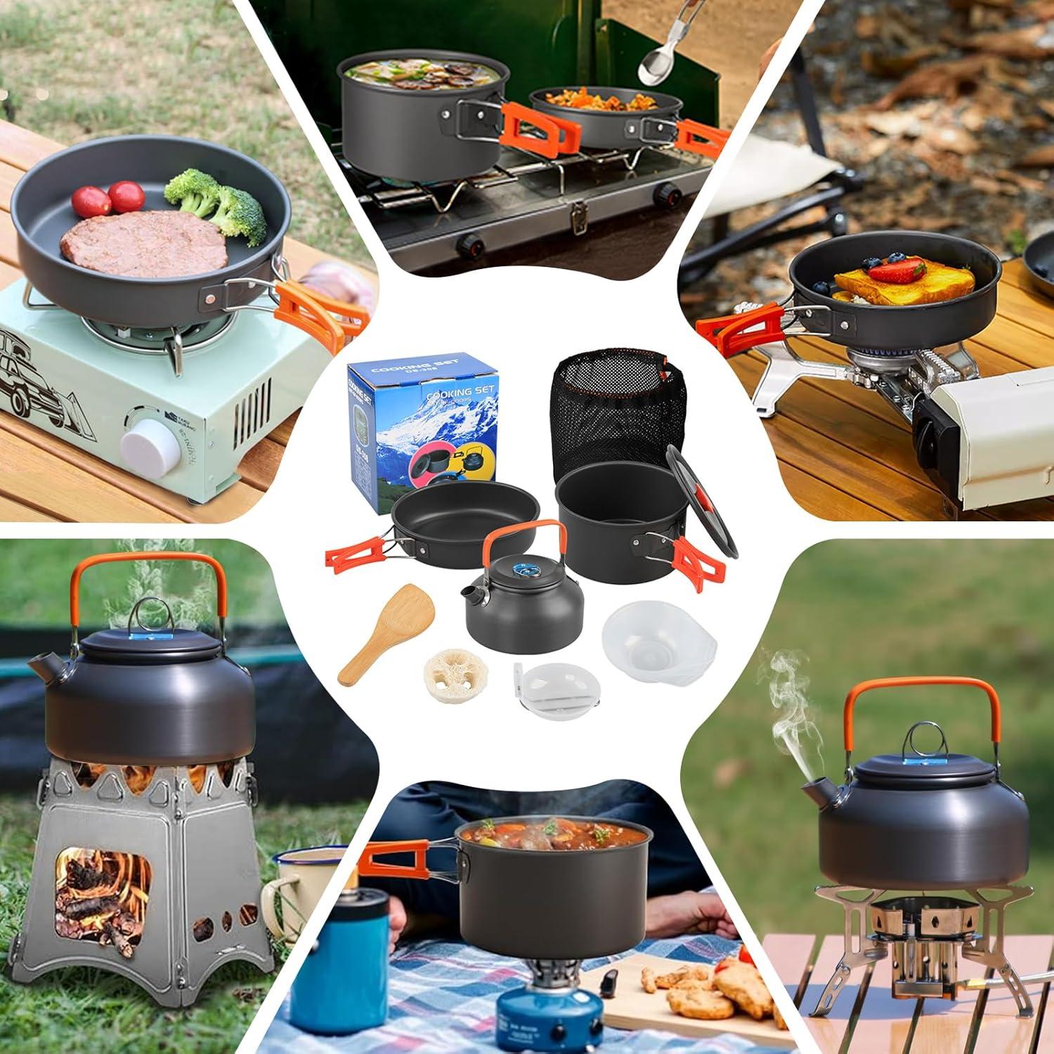 Juego de Utensilios de Camping GEEKHOM 12 Piezas Aluminio