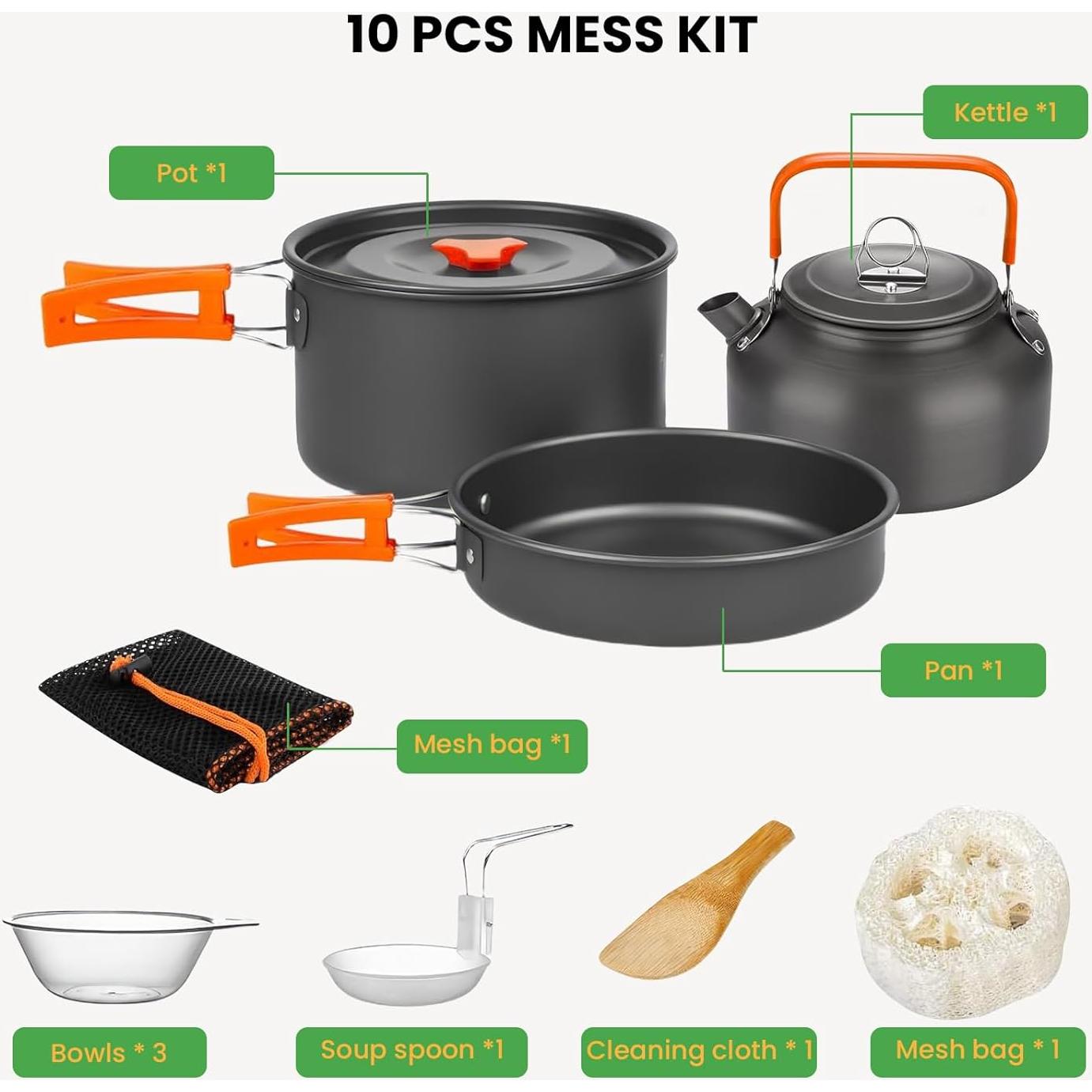 Juego de Utensilios de Camping GEEKHOM 12 Piezas Aluminio