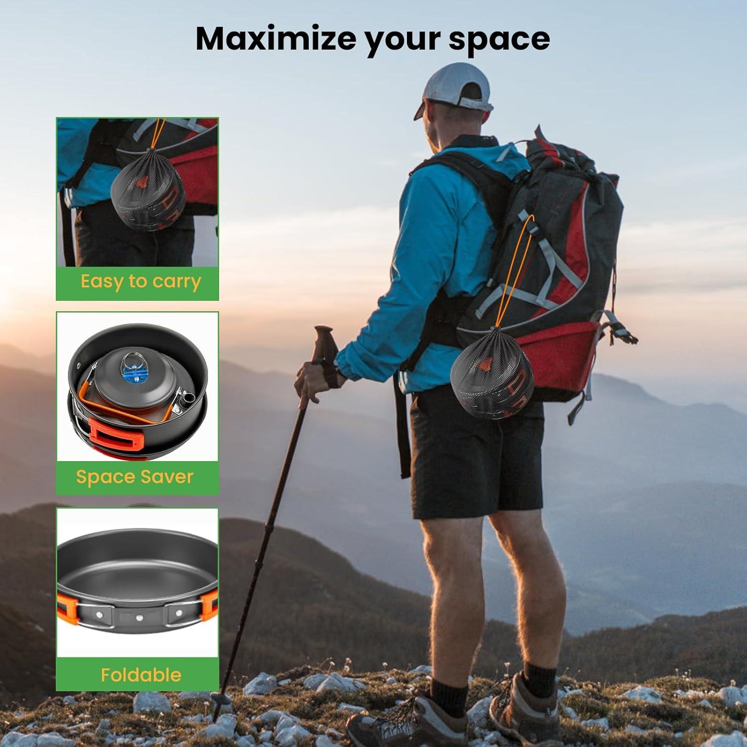 Juego de Utensilios de Camping GEEKHOM 12 Piezas Aluminio