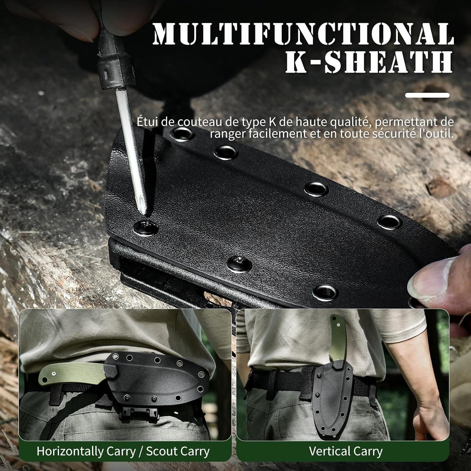 Cuchillo de Caza Omesio D2 Nessmuk con Funda Kydex 22.5 cm