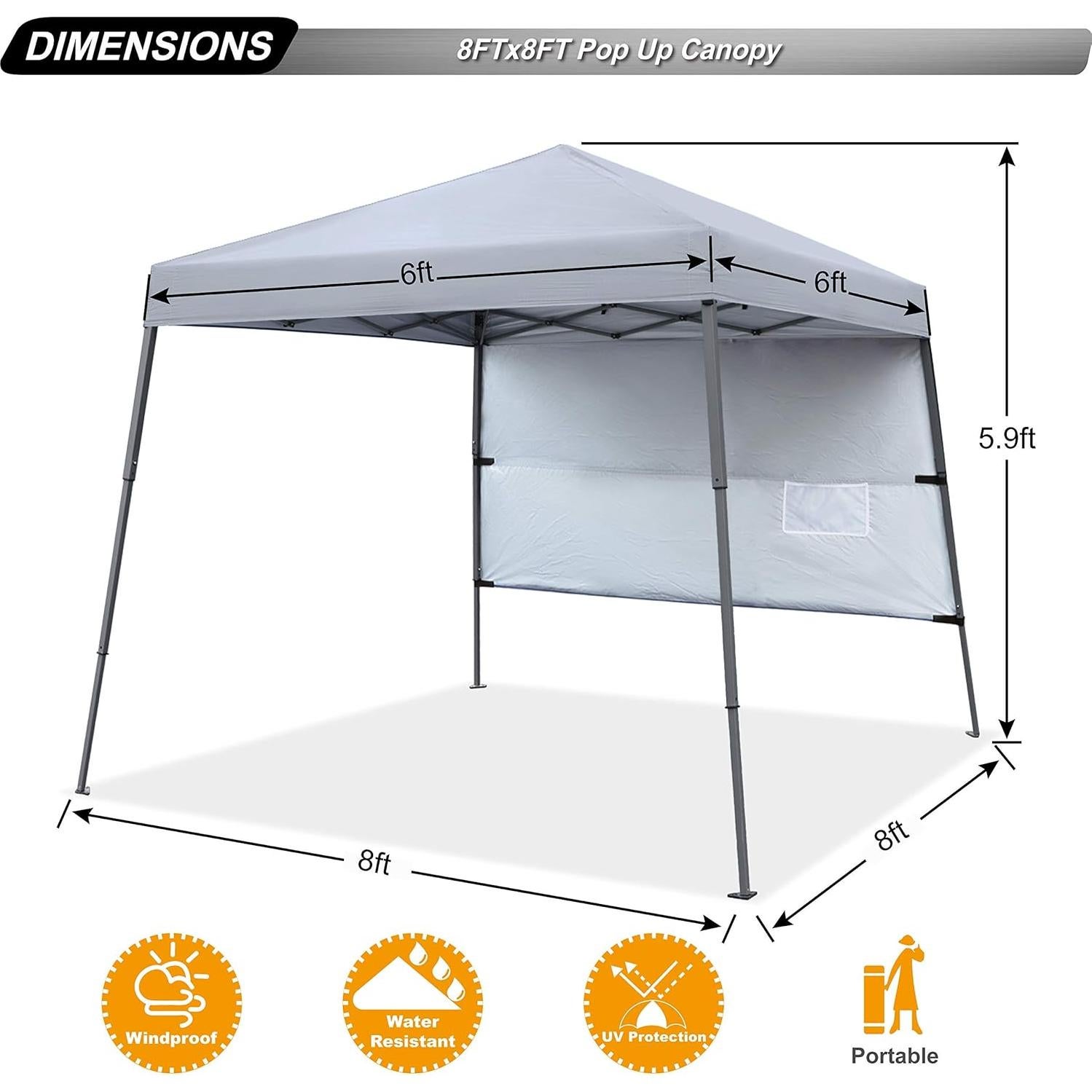Carpa Plegable ABCCANOPY para Playa 2.44m x 2.44m Gris