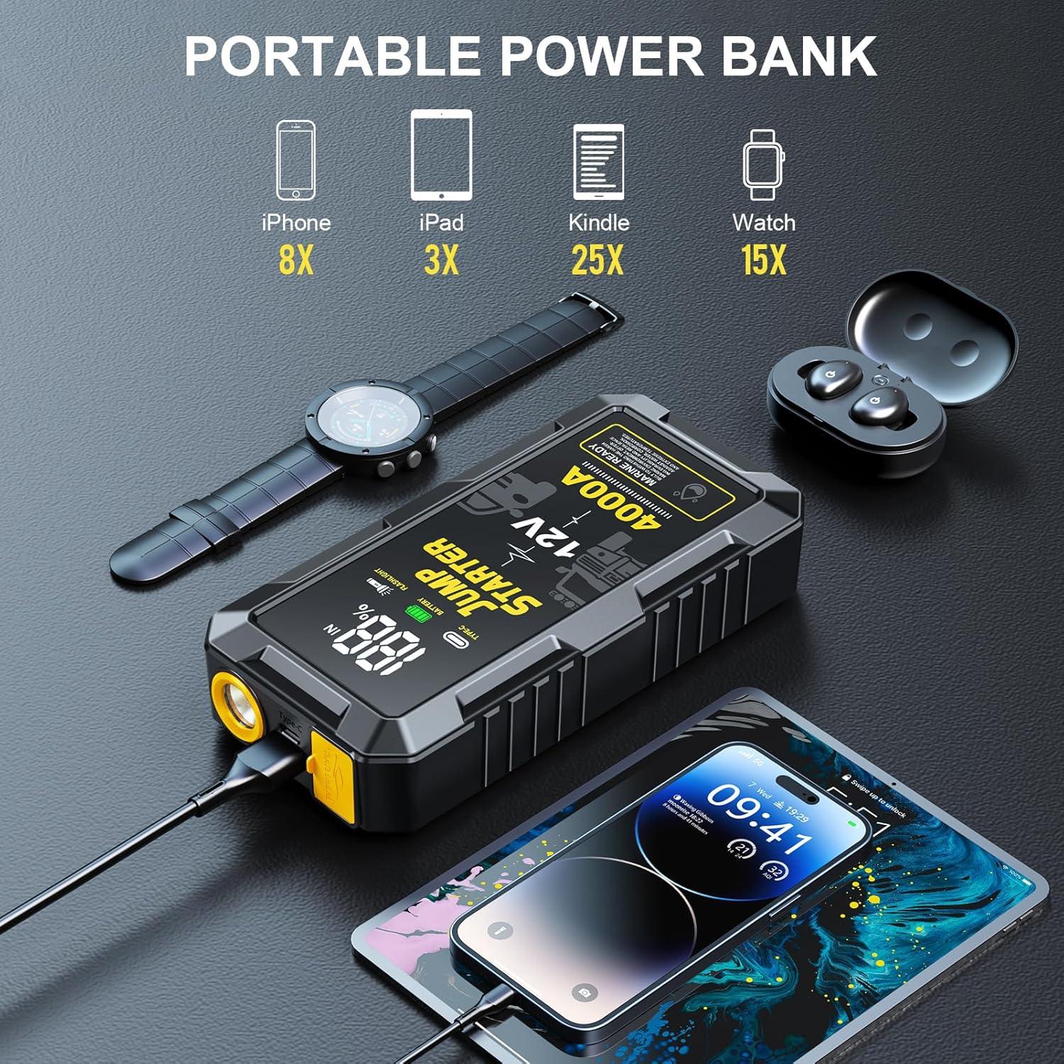 Arrancador de Batería Portátil fmooostore PS-212 4000A 12V