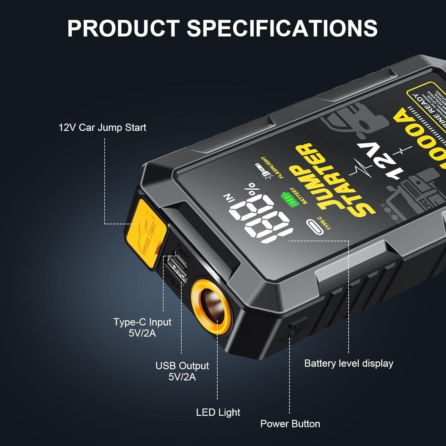 Arrancador de Batería Portátil fmooostore PS-212 4000A 12V