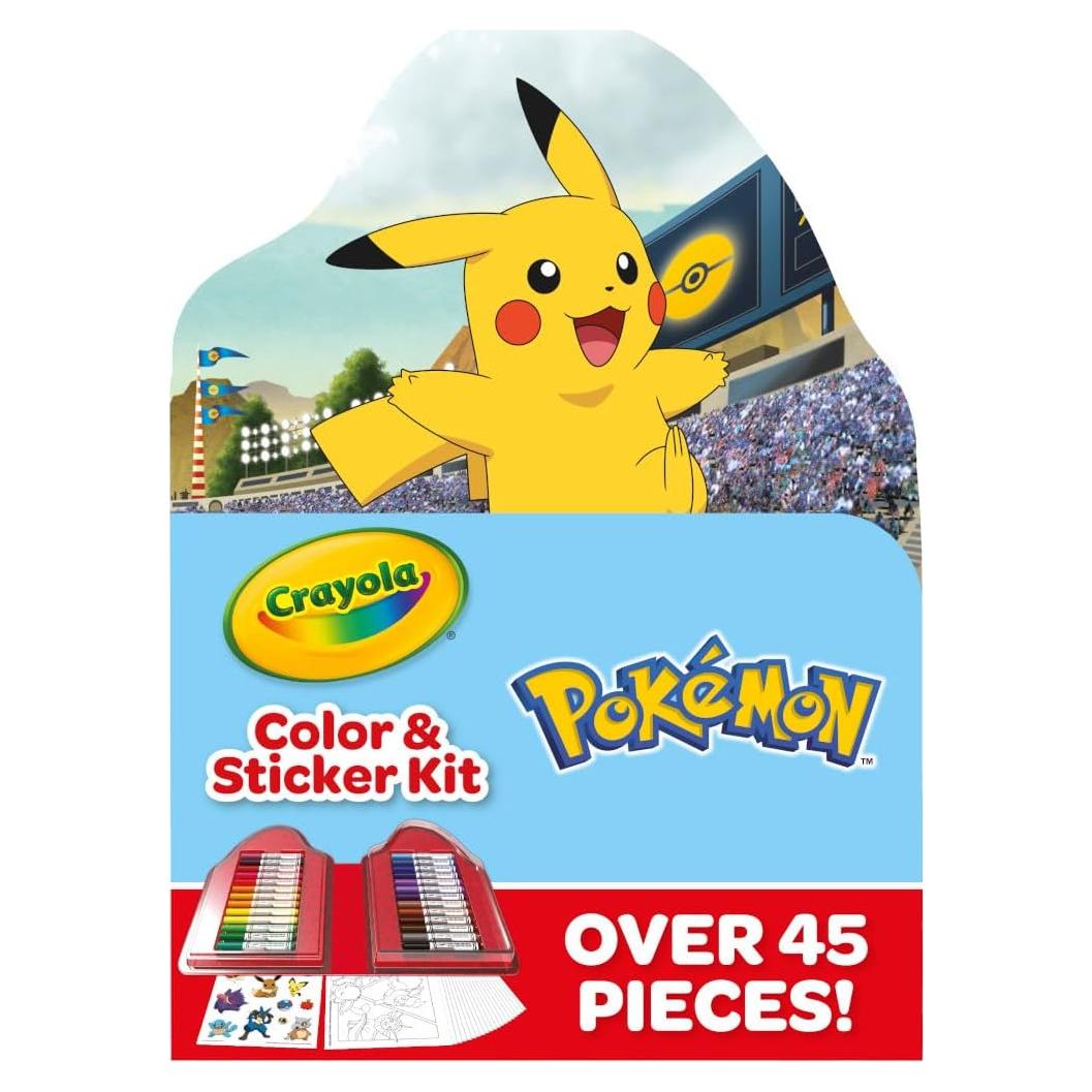 Crayola Pokemon Art Kit for Kids (45pcs), Pokemon Coloring Book Pages, Pokemon Stickers for Kids, Pokemon Toys, Gift for kids, Ages 4+
