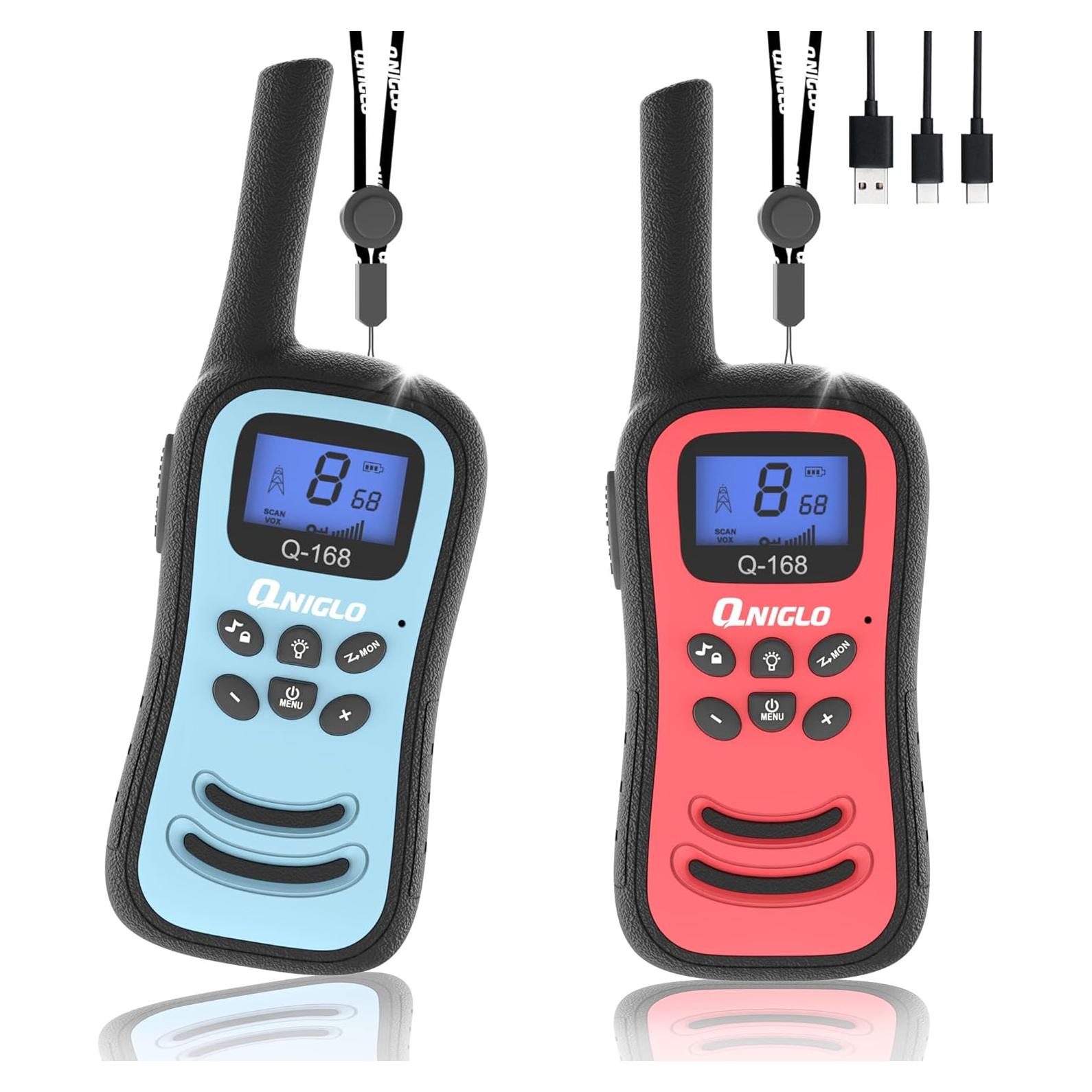 Walkie Talkies Recargables QNIGLO para Niños 2 Paquete