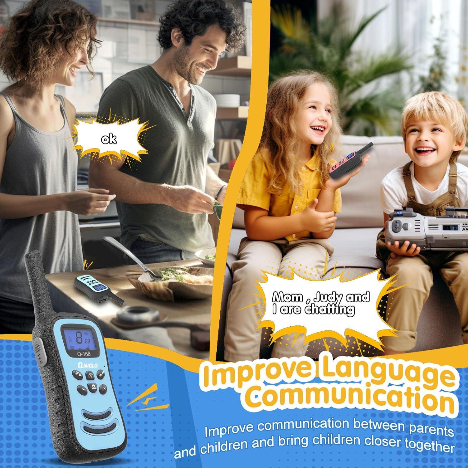 Walkie Talkies Recargables QNIGLO para Niños 2 Paquete