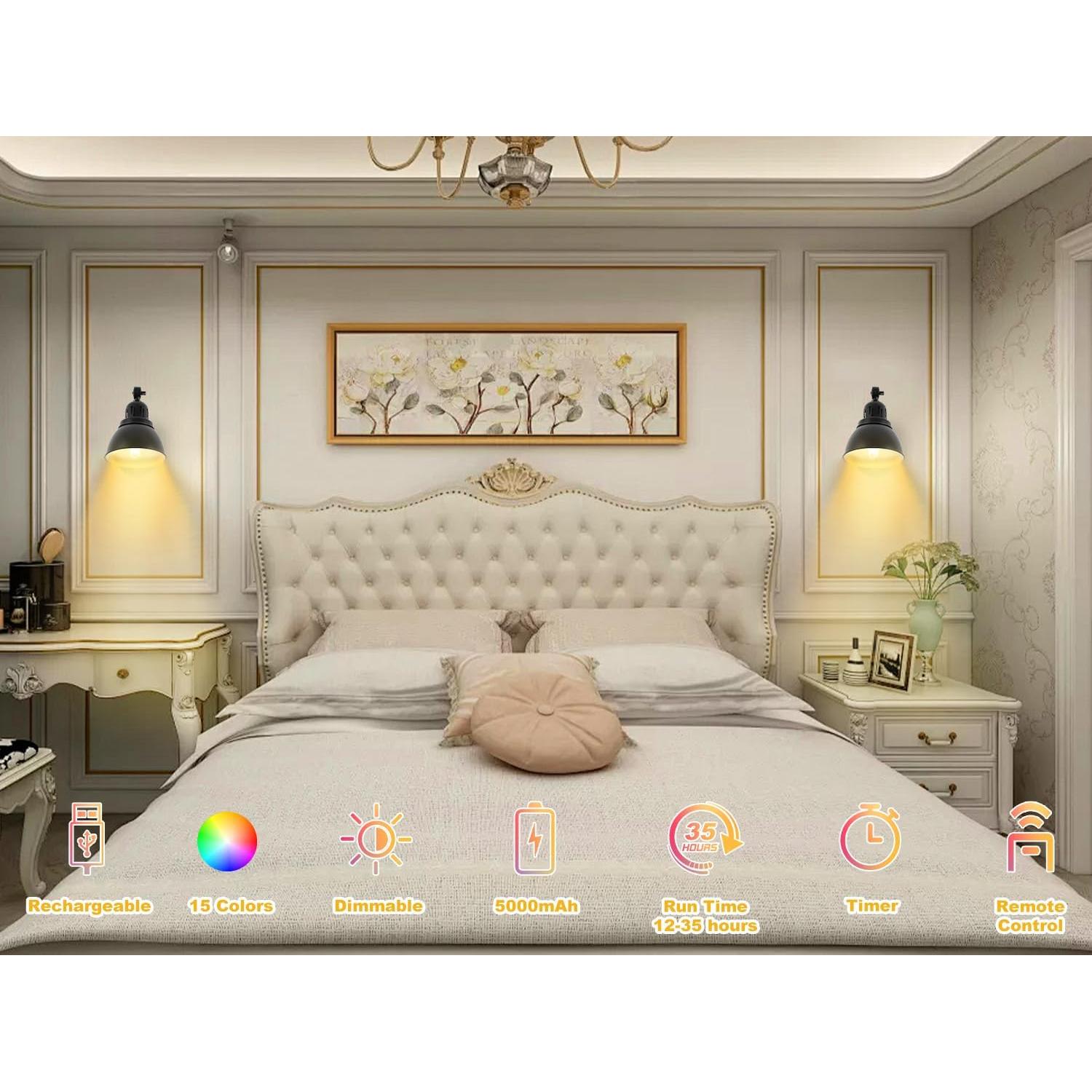 Juego de Apliques de Pared Inalámbricos GOODATE Negro