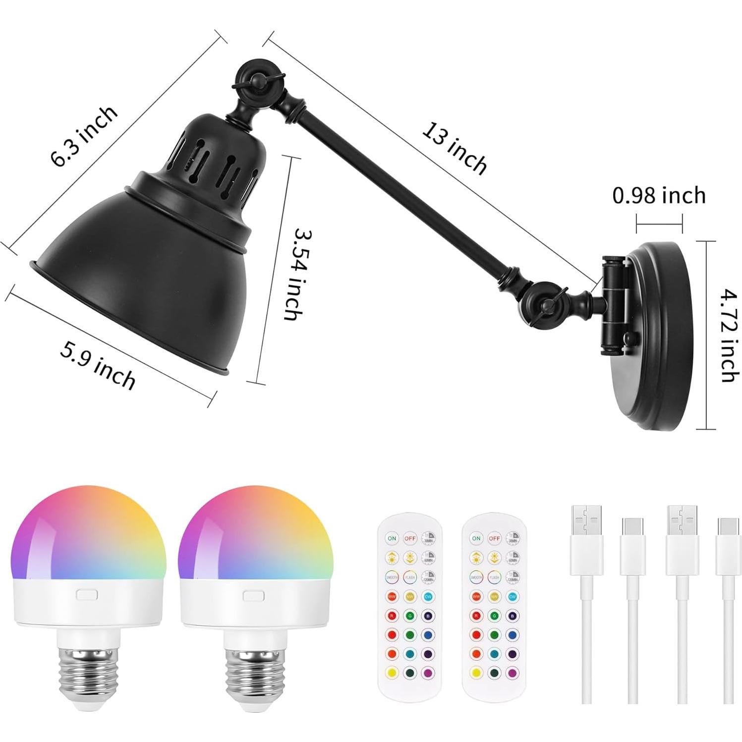 Juego de Apliques de Pared Inalámbricos GOODATE Negro