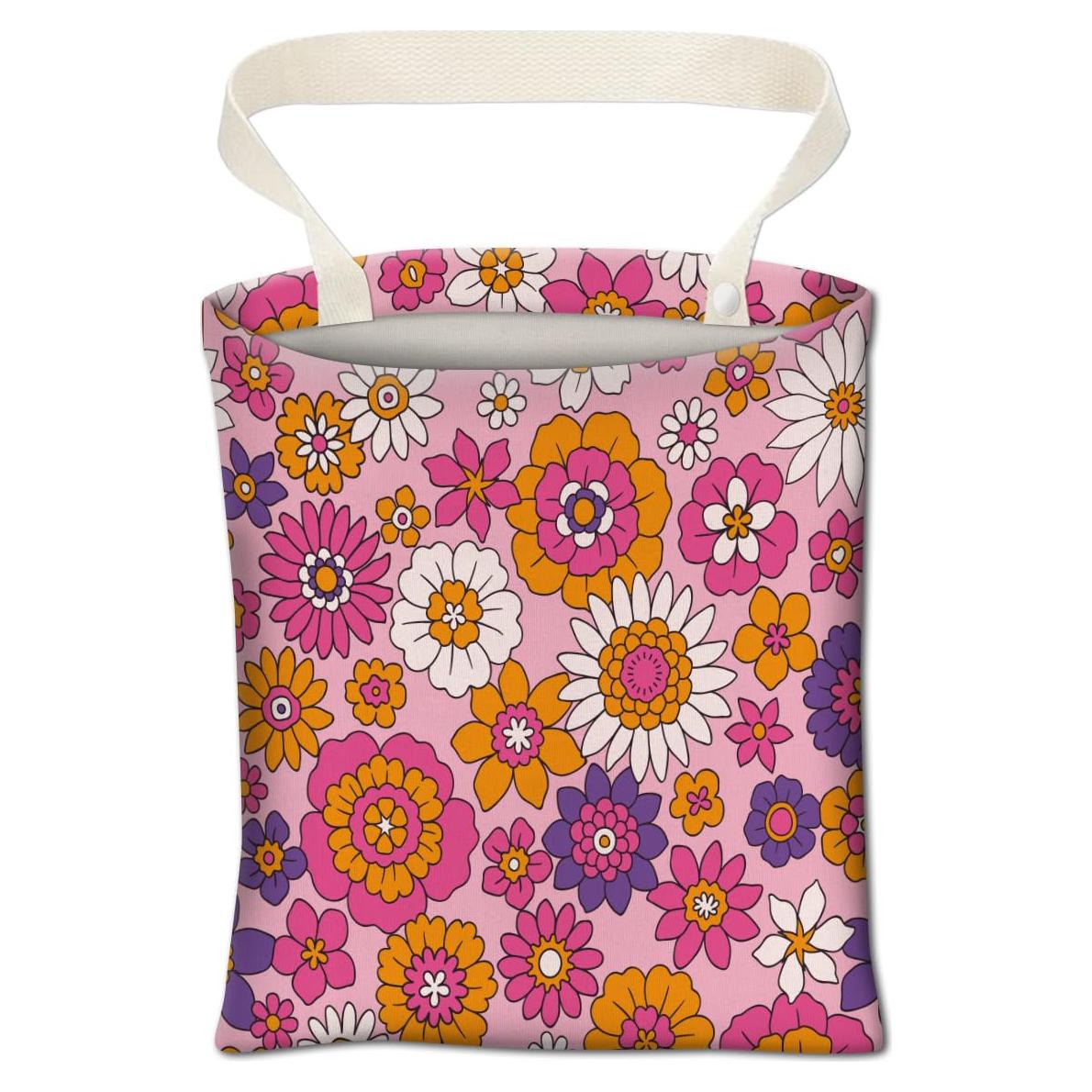 Basurero Colgante para Auto ABUIFDK - Flores Coloridas 30x24cm