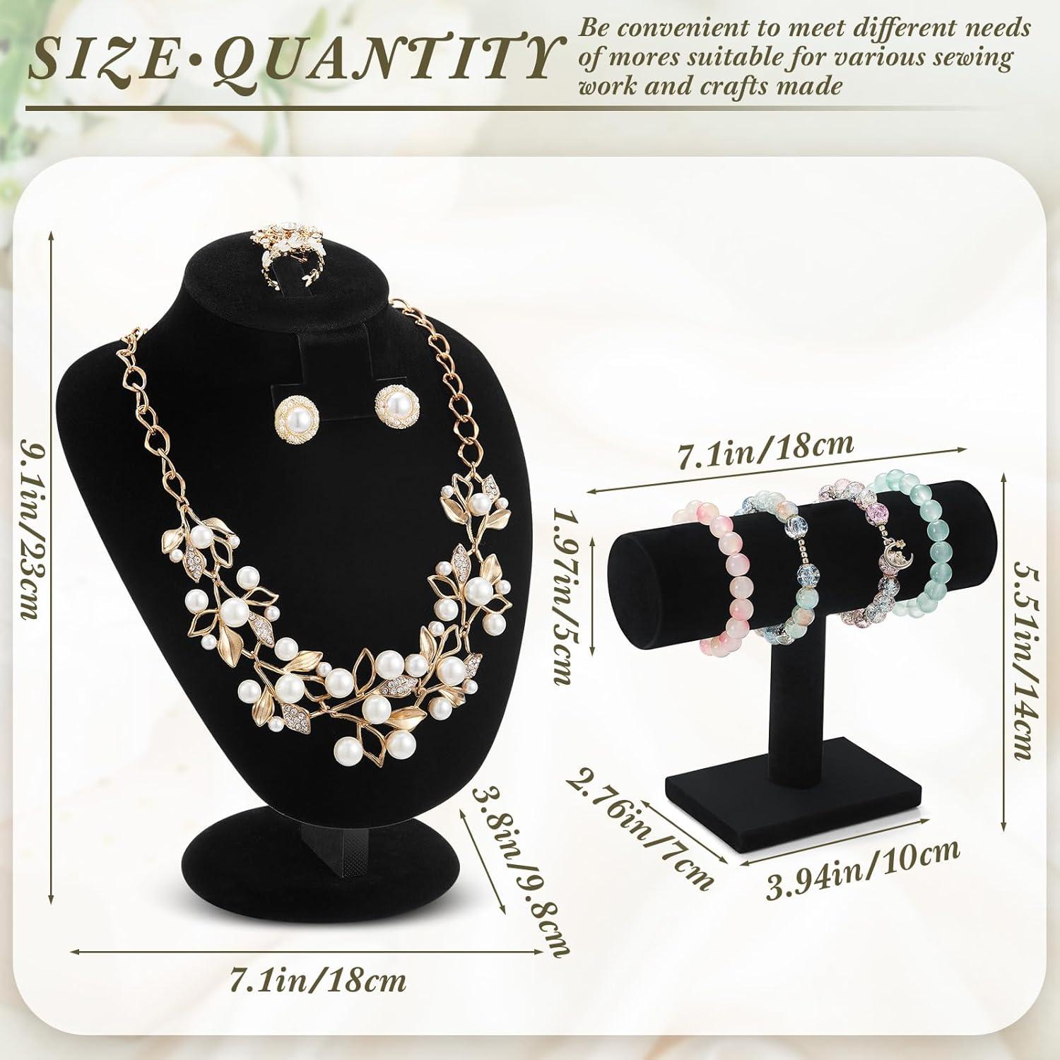 Juego de Exhibición de Joyería RattanView 2 Piezas Terciopelo Negro