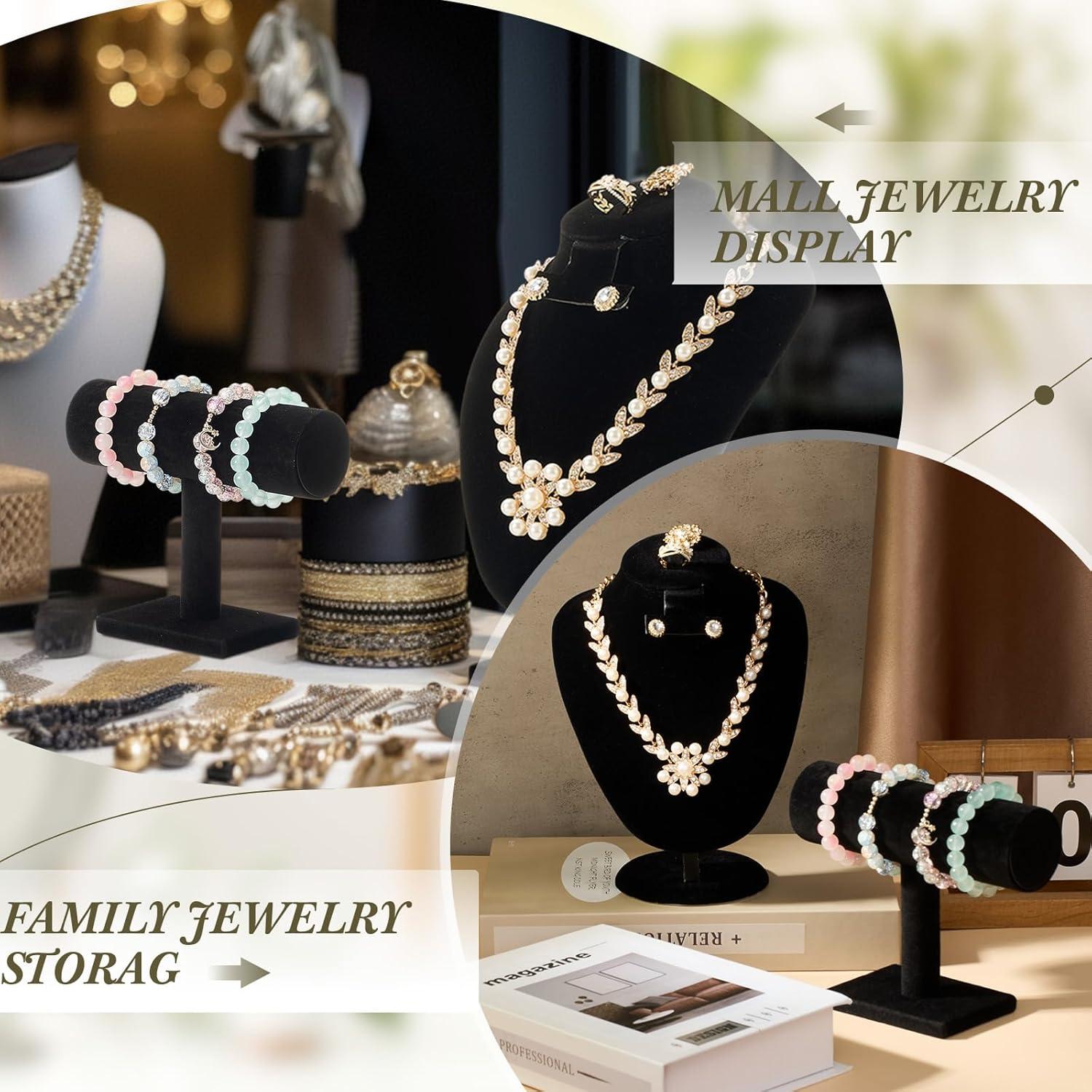 Juego de Exhibición de Joyería RattanView 2 Piezas Terciopelo Negro