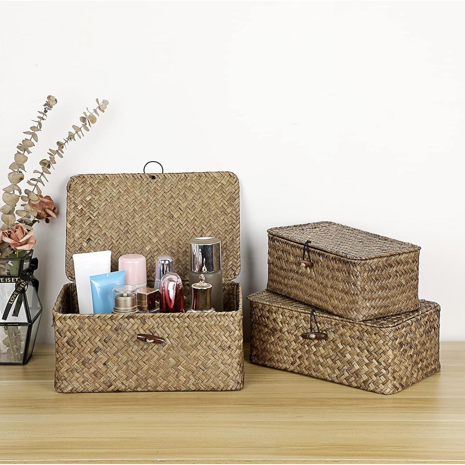 Conjunto de 3 Cestas de Almacenamiento Hipiwe - Mimbre Tejido
