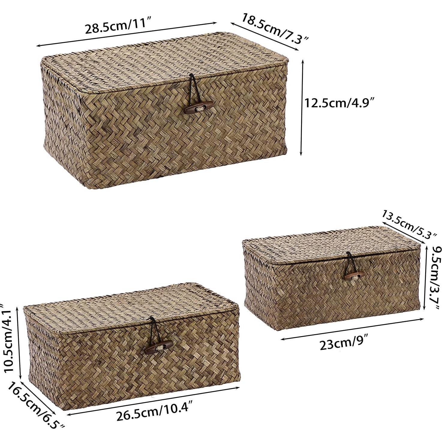 Conjunto de 3 Cestas de Almacenamiento Hipiwe - Mimbre Tejido