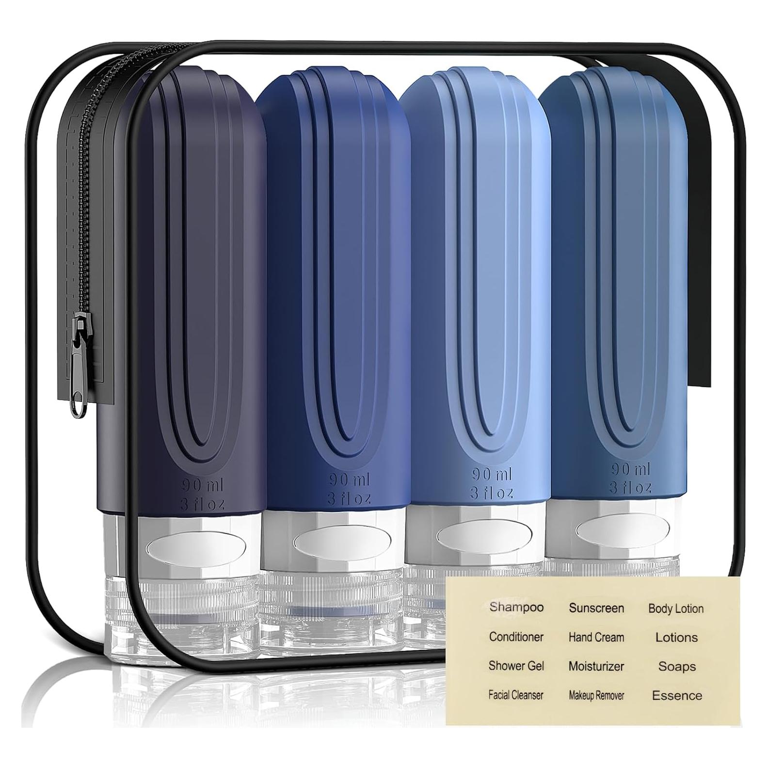 Botellas de Viaje YIIMER 90ml Aprobadas por TSA Silicona Azul