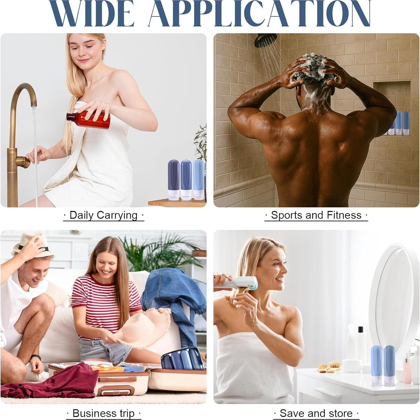 Botellas de Viaje YIIMER 90ml Aprobadas por TSA Silicona Azul