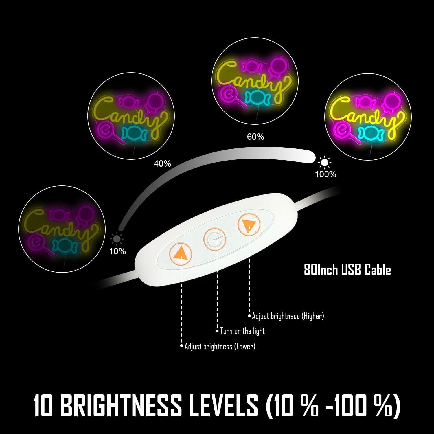 Cartel de Neón LED Caramelo CinsYarn 30x10 cm Regulable